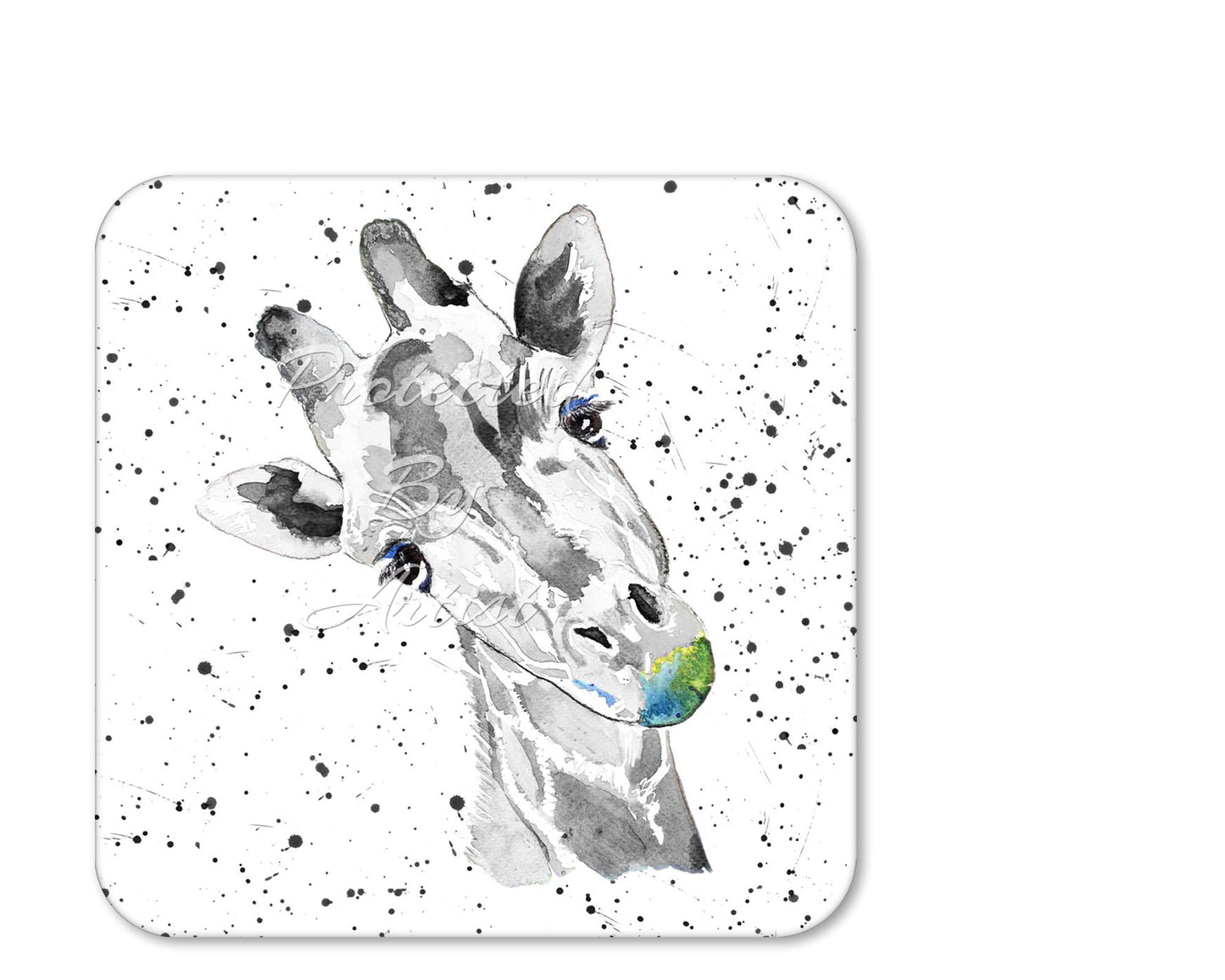 Coaster Giraffe Wildlife Black white Animals Coasters Watercolour Art Gift Work Office Dining Tea coffee