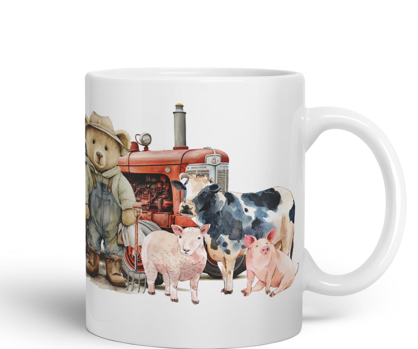 Vixar Teddy Bear Farmer Farm Tractor Ceramic Mug Coloured Mug Cup Gift Birthday Work Office Tea Coffee