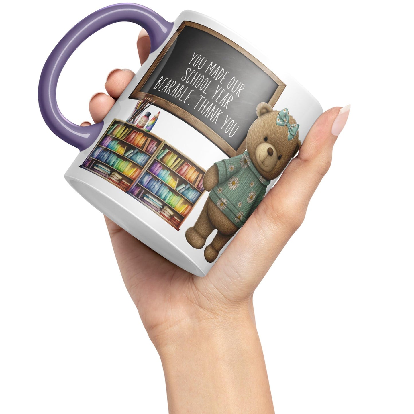 Vixar Teddy Bear Mrs Teacher Gift Women Ceramic Mug Coloured Mug Cup Gift end of School Tea Coffee