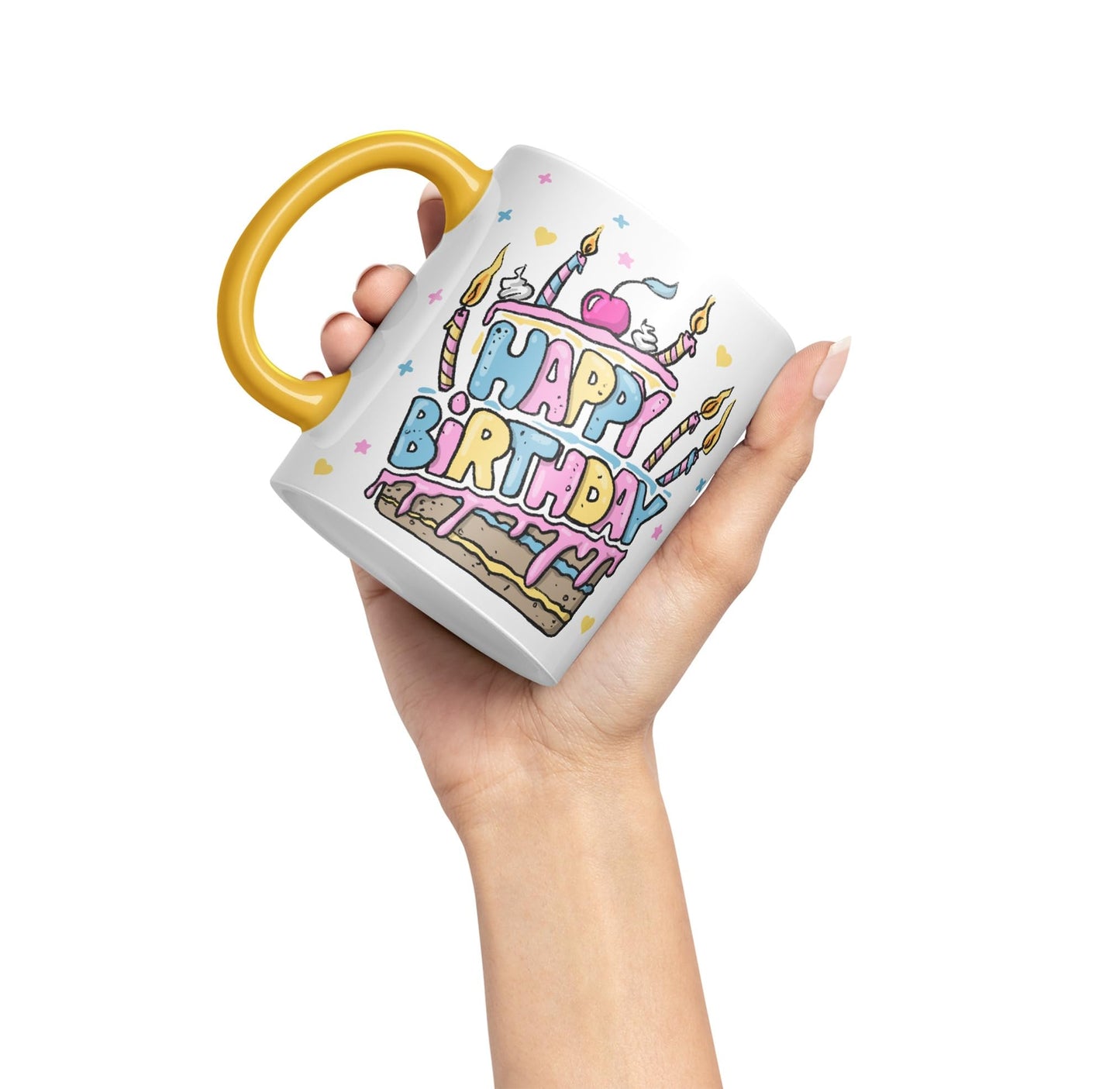 Vixar Happy Birthday Mug Cake Ceramic Coloured Mug Cup Gift Tea Coffee Christmas Office Home