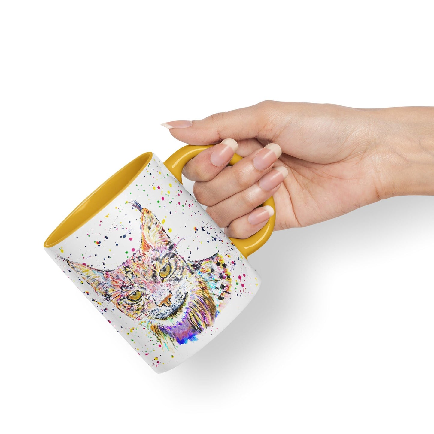 Vixar Lynx Cat Animal Watercolour Art Coloured 330 ml Mug Cup Gift Birthday Work Office Tea Coffee