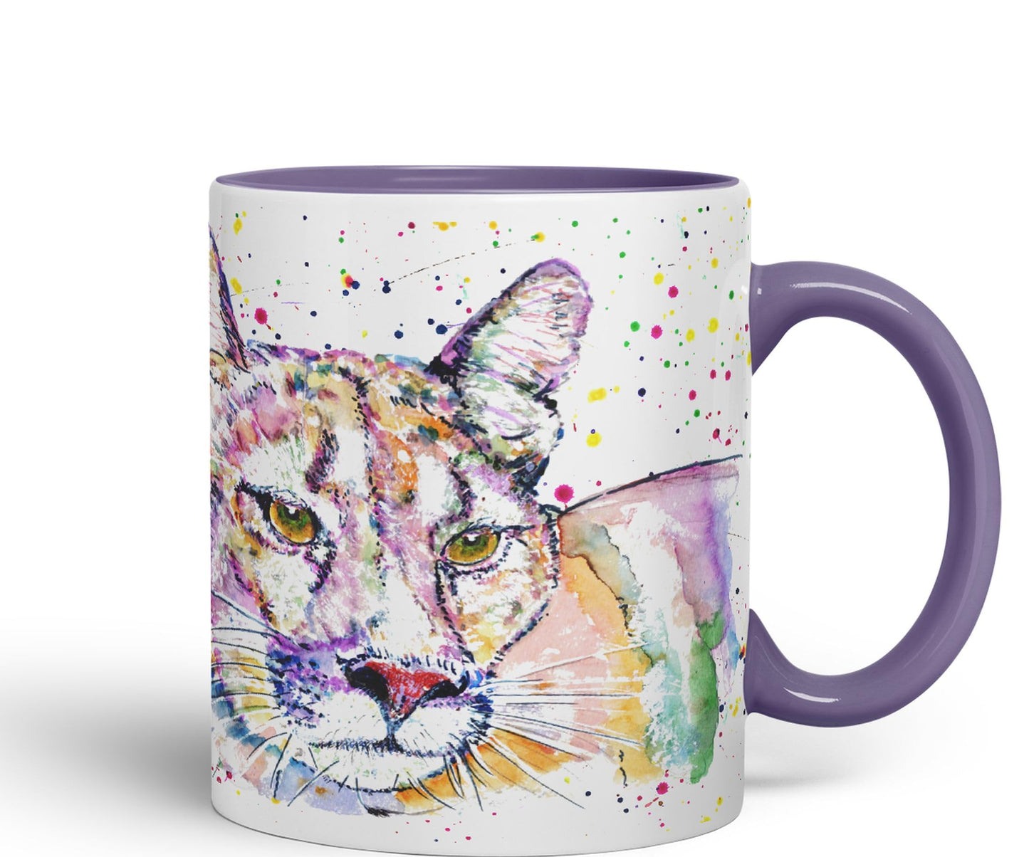 Vixar Cougar Big Cat Animals Watercolour Art Coloured 330 ml Mug Cup Gift Birthday Work Office Tea Coffee