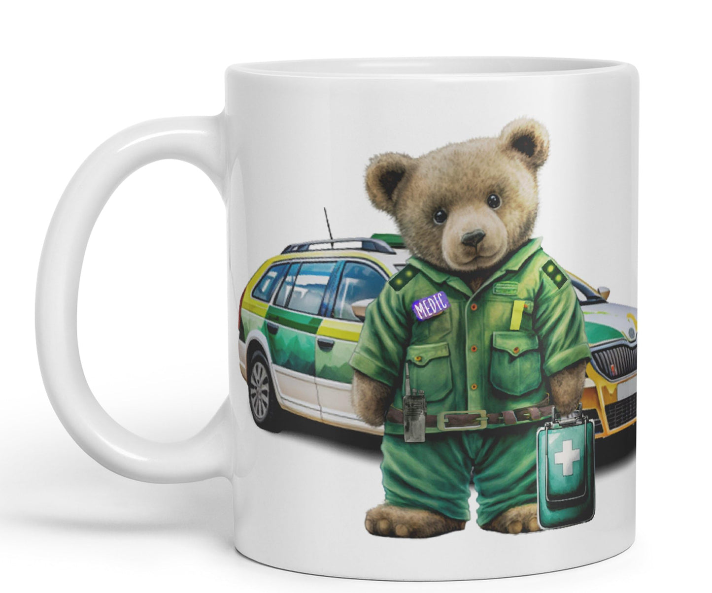 Vixar Teddy Bear Medic Themed Ceramic Mug Coloured Mug Cup Gift Birthday Work Office Tea Coffee