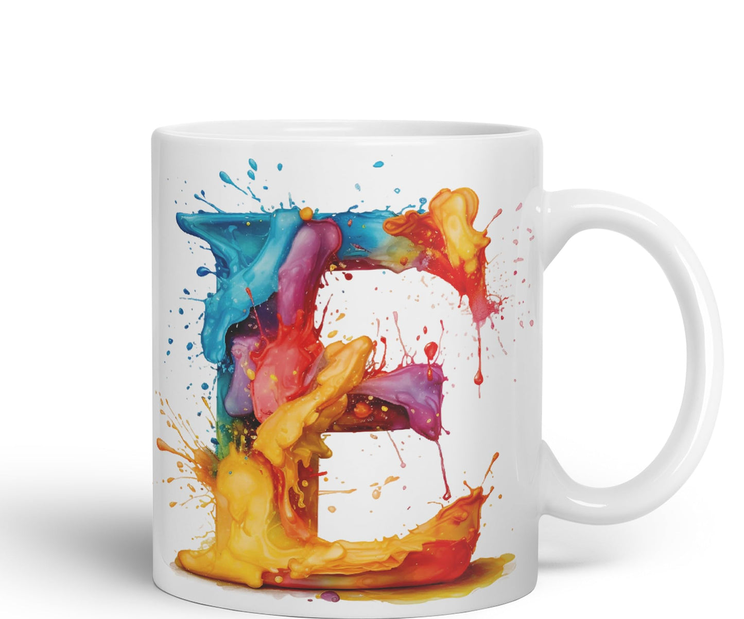 Letter E mug, Alphabet Letter E Monogram watercolour Ceramic Coloured Mug Cup for Tea Coffee Hot brew 330ml 11Oz Gift