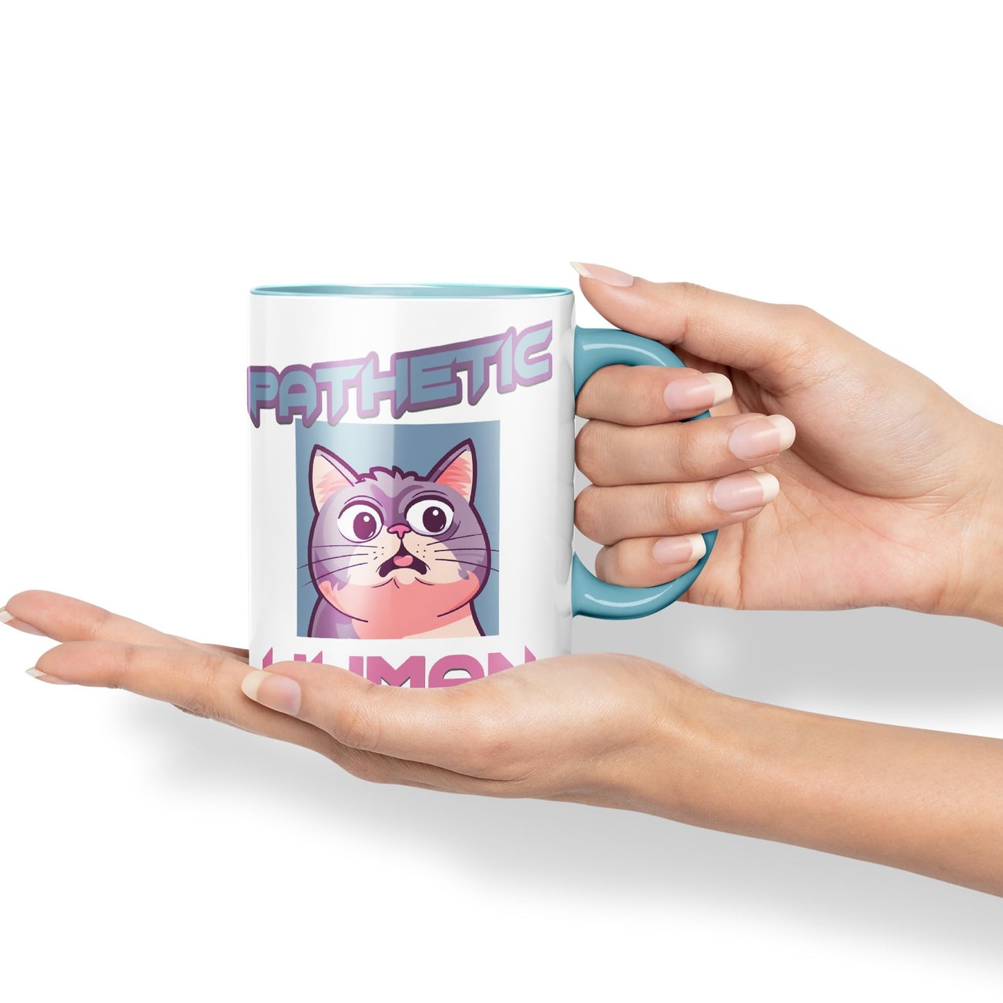 Pathetic Human Cats Cat Sarcastic Joke Ceramic Coloured Mug Cup for Tea Coffee Hot Brew 330ml 11Oz