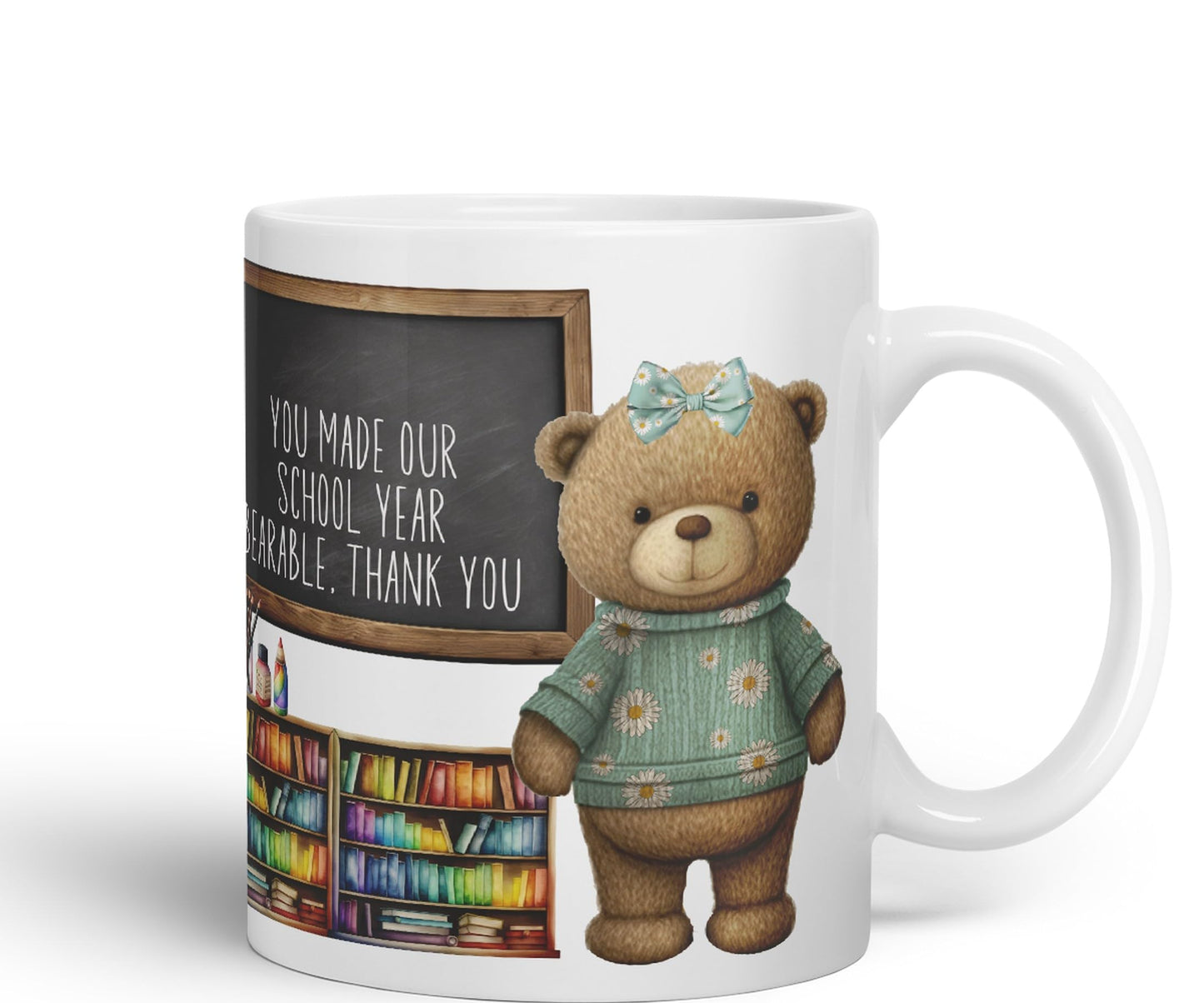 Vixar Teddy Bear Mrs Teacher Gift Women Ceramic Mug Coloured Mug Cup Gift end of School Tea Coffee