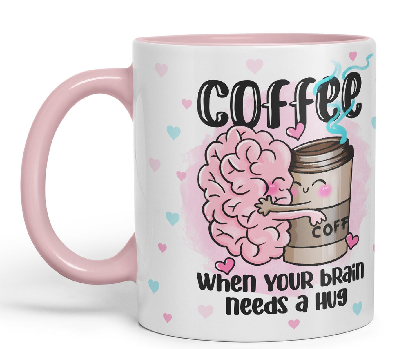 Vixar Coffee When You Brain Needs a Hug Ceramic Coloured Mug Cup Gift Tea Coffee Christmas Office Home Joke Sarcastic