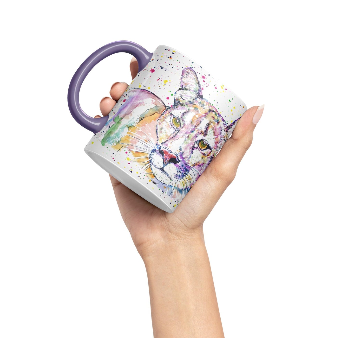 Vixar Cougar Big Cat Animals Watercolour Art Coloured 330 ml Mug Cup Gift Birthday Work Office Tea Coffee