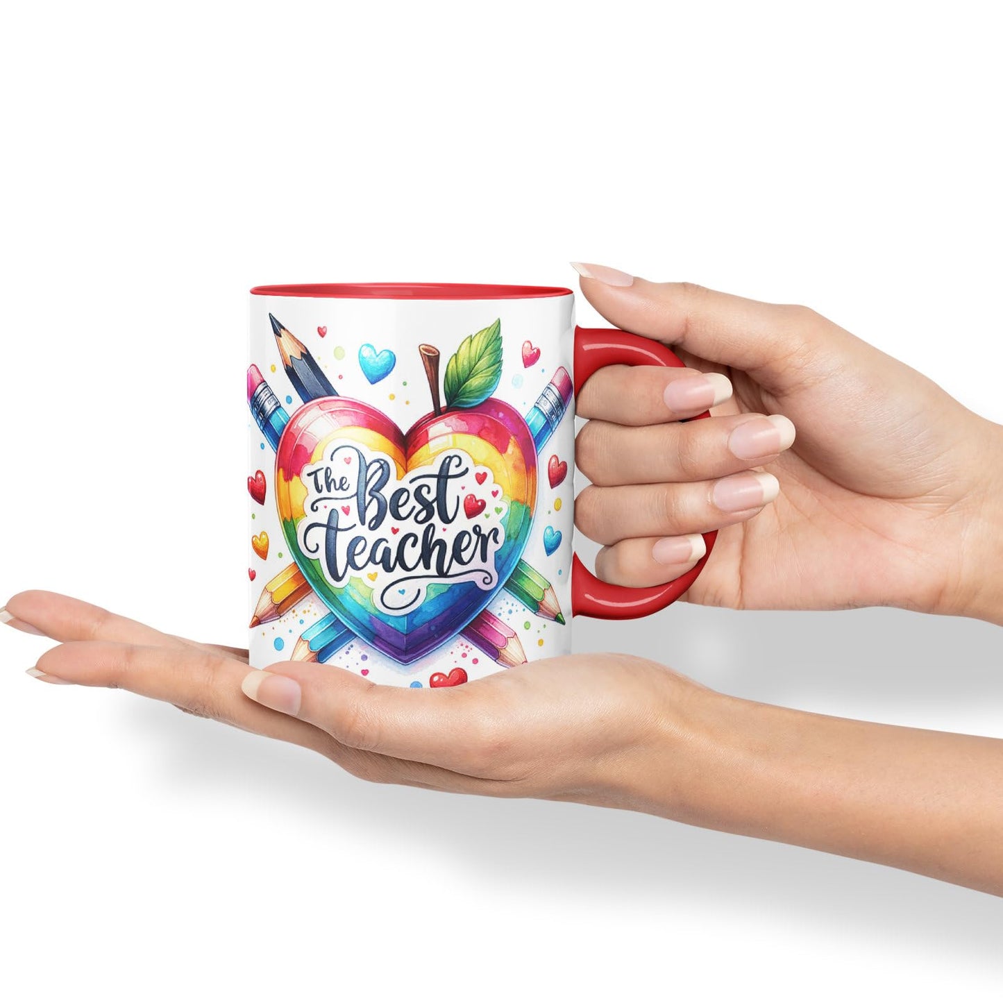 Vixar Best Teacher Mug Thank You, End of School Gift Ceramic Coloured Mug Cup for Tea Coffee Hot Brew 330ml 11Oz Gift BT2