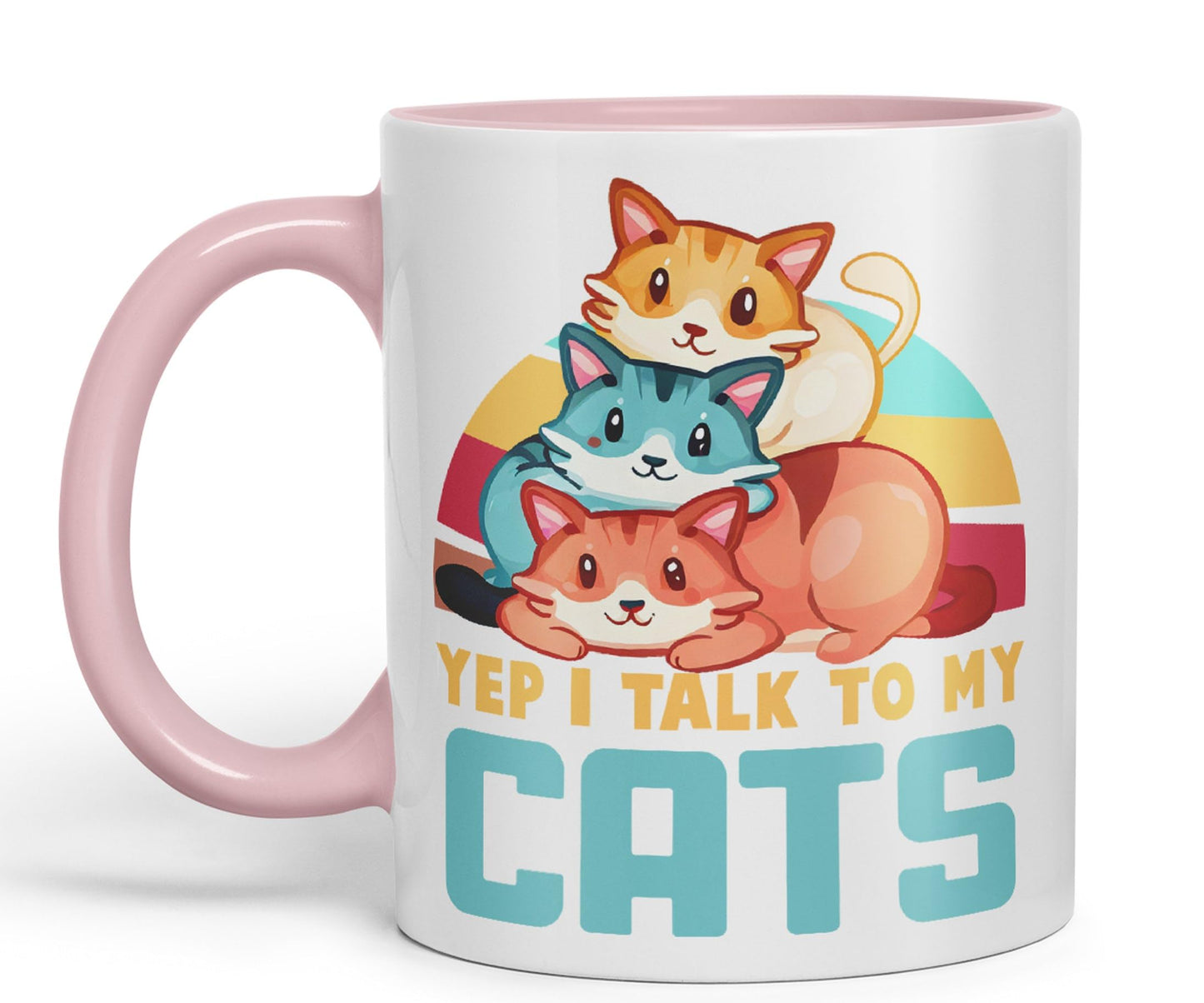 Yep I Talk to My Cats cat Sarcastic Joke Ceramic Coloured Mug Cup for Tea Coffee Hot Brew 330ml 11Oz
