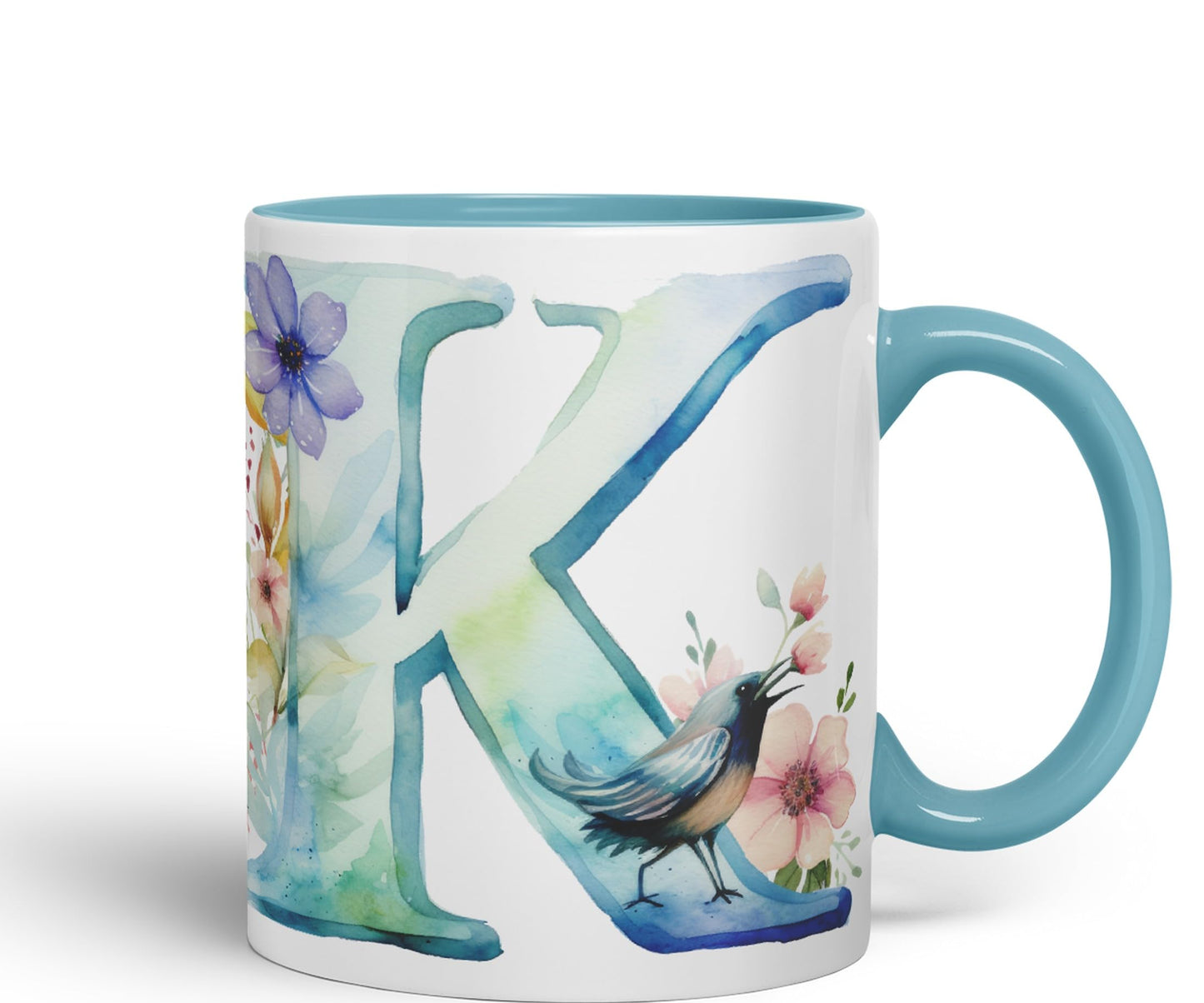 Letter K mug, Animals Alphabet Letter K Monogram animal for kids Ceramic Coloured Mug Cup for Tea Coffee Hot brew 330ml 11Oz Gift