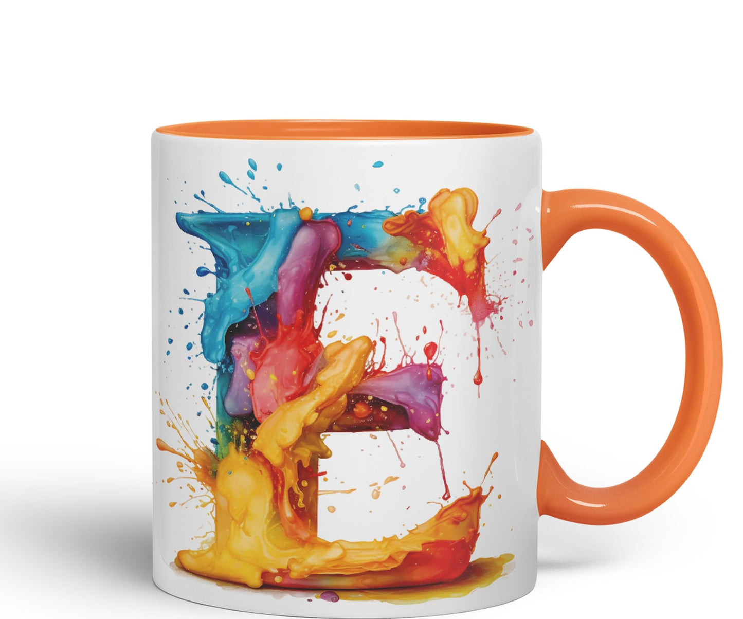 Letter E mug, Alphabet Letter E Monogram watercolour Ceramic Coloured Mug Cup for Tea Coffee Hot brew 330ml 11Oz Gift