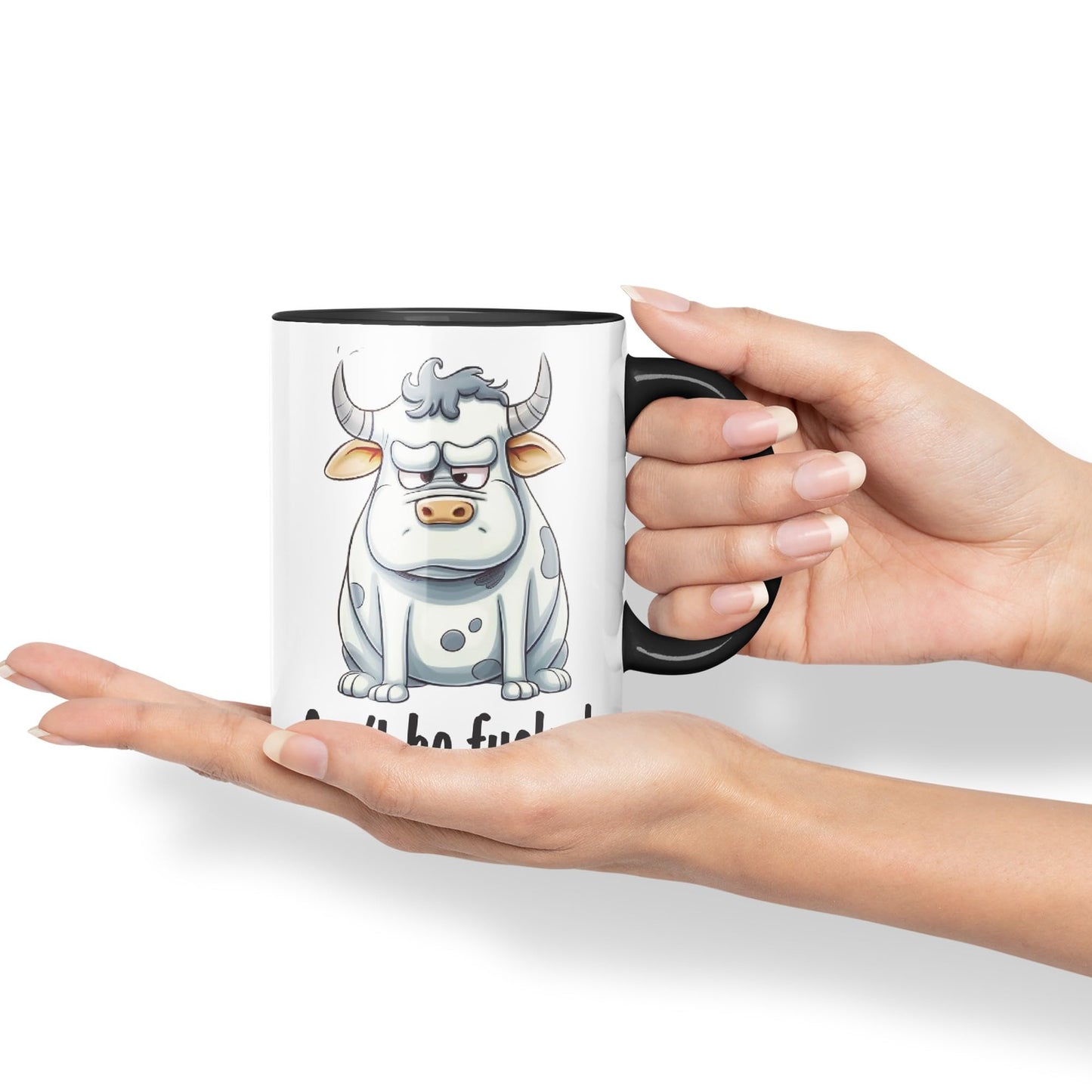 Can't be Fucked Cow Sarcastic Joke Ceramic Coloured Mug Cup for Tea Coffee Hot Brew 330ml 11Oz