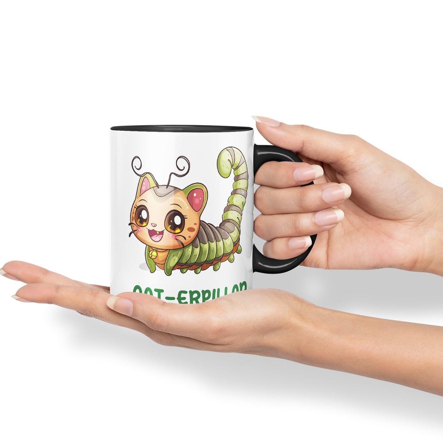 Cat-erpillar cat Kitten Joke sarkasm Sarcastic Ceramic Coloured Mug Cup for Tea Coffee Hot Brew 330ml 11Oz Gift