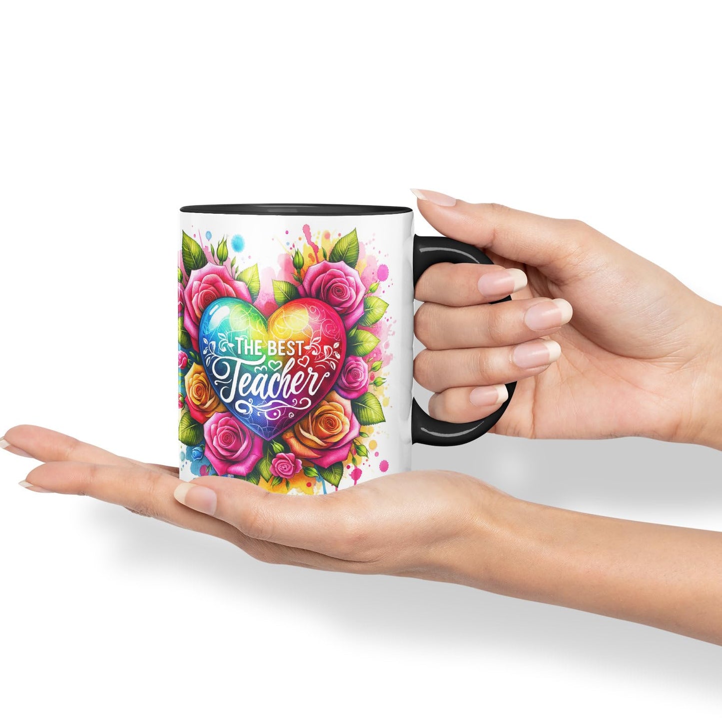 Vixar Best Teacher Mug Thank You, End of School Gift Ceramic Coloured Mug Cup for Tea Coffee Hot Brew 330ml 11Oz Gift BT3