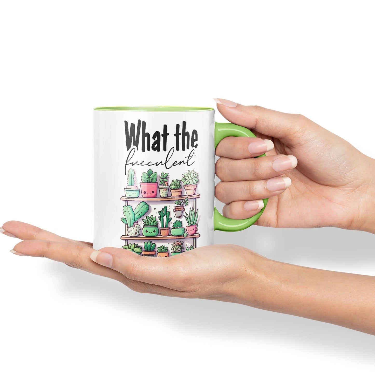 What The fucculent, Succulent Plant Joke Sarcastic Ceramic Coloured Mug Cup for Tea Coffee Hot Brew 330ml 11Oz Gift