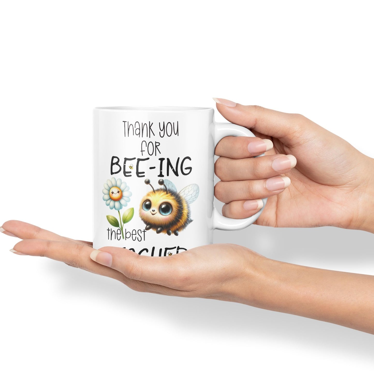 Teacher Thank You for Bee-ing The best teacher Ceramic Coloured Mug Cup for Tea Coffee Hot brew 330ml 11Oz