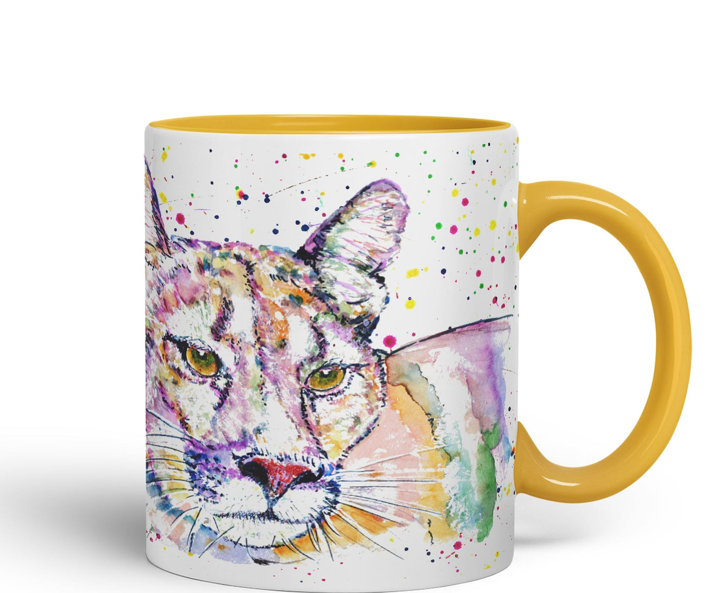 Vixar Cougar Big Cat Animals Watercolour Art Coloured 330 ml Mug Cup Gift Birthday Work Office Tea Coffee