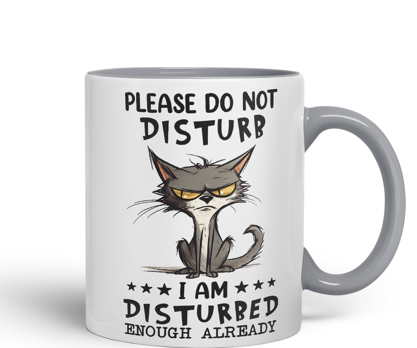 Please Do Not Disturb, I am Disturbed Enough Already Cat Joke Ceramic Coloured Mug Cup for Tea Coffee Hot Brew 330ml 11Oz