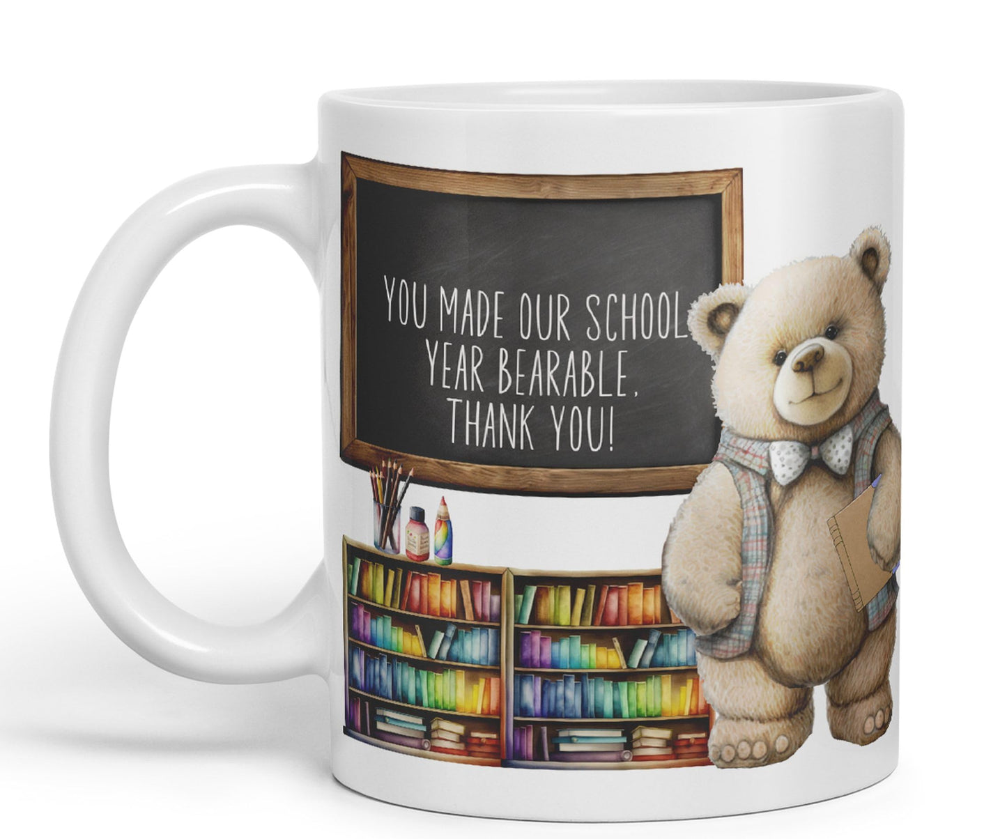 Vixar Teddy Bear Mr Teacher Gift Men Ceramic Mug Coloured Mug Cup Gift end of School Tea Coffee