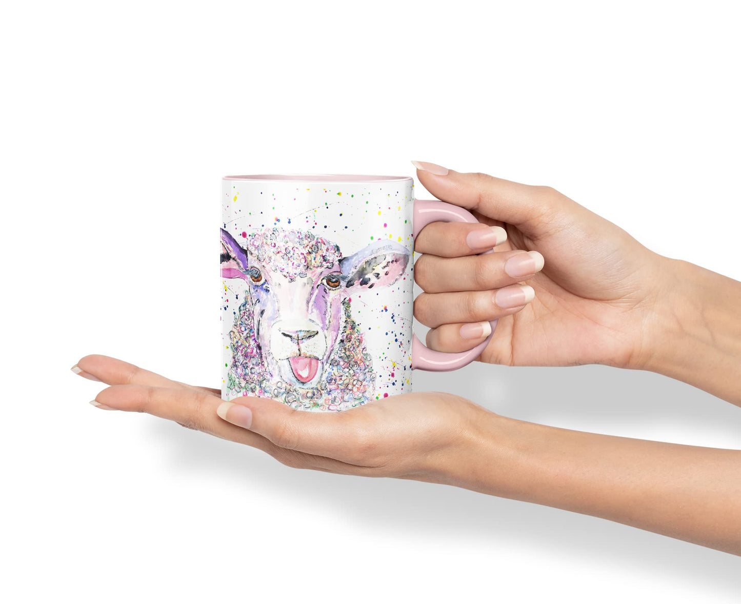 Vixar Sheep Eve Farm Animals Watercolour Art Coloured Mug Cup Gift Birthday Work Office Tea Coffee