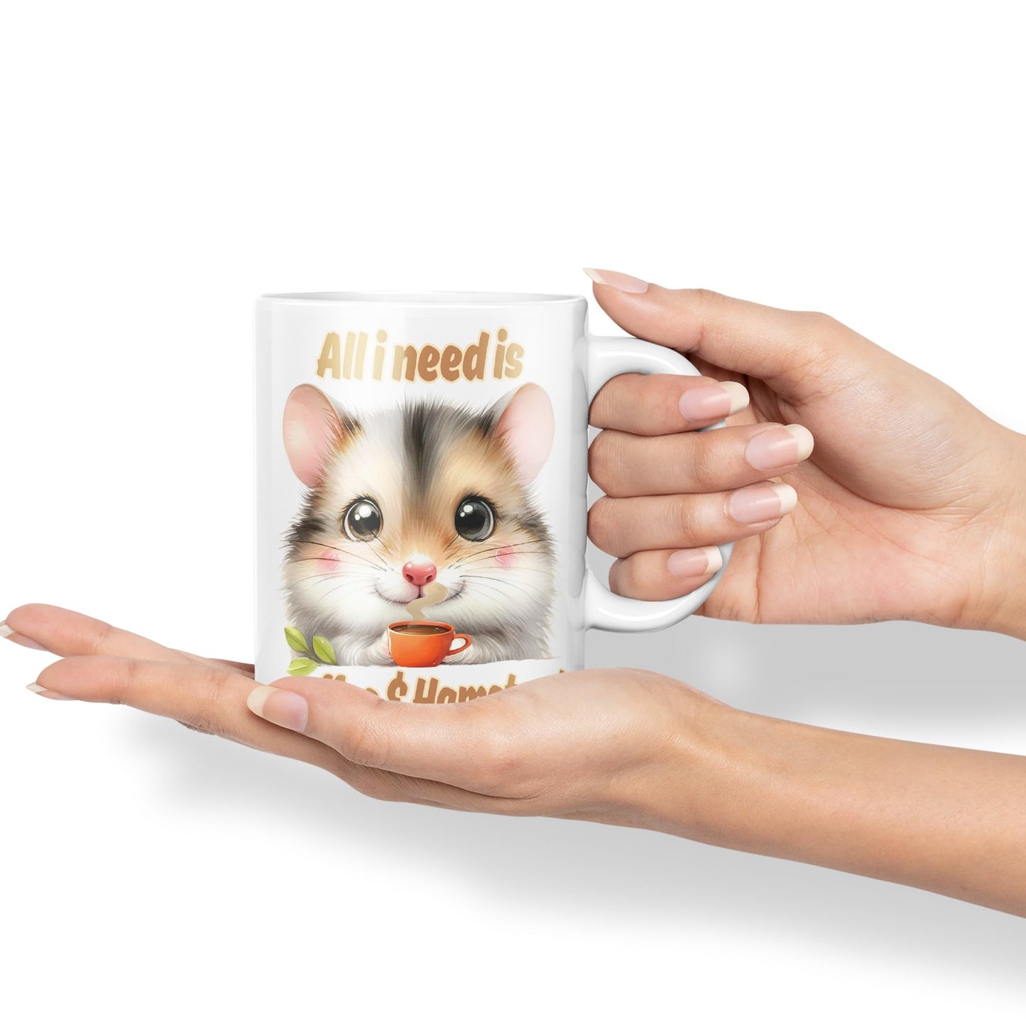 All I Needs is Coffee & Hamster Joke sarkasm Sarcastic Ceramic Coloured Mug Cup for Tea Coffee Hot Brew 330ml 11Oz Gift