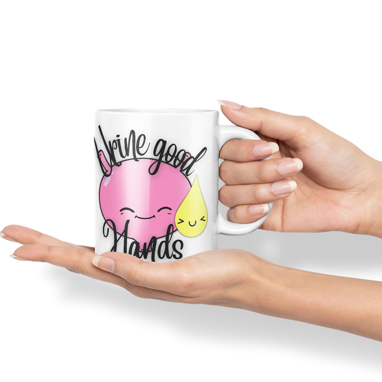 Vixar Anatomy Pun Humor Urine Good Hands Coloured Ceramic 330 ml Mug Cup Gift Birthday Work Office Tea Coffee