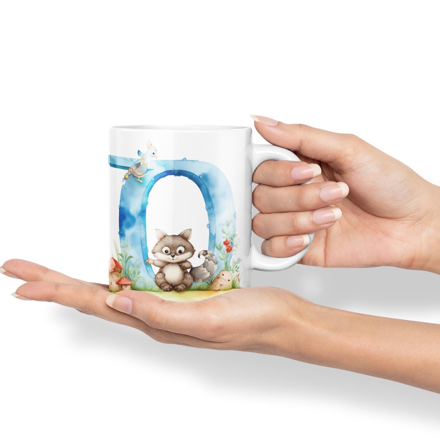 Letter Q mug, Animals Alphabet Letter Q Monogram animal for kids Ceramic Coloured Mug Cup for Tea Coffee Hot brew 330ml 11Oz Gift