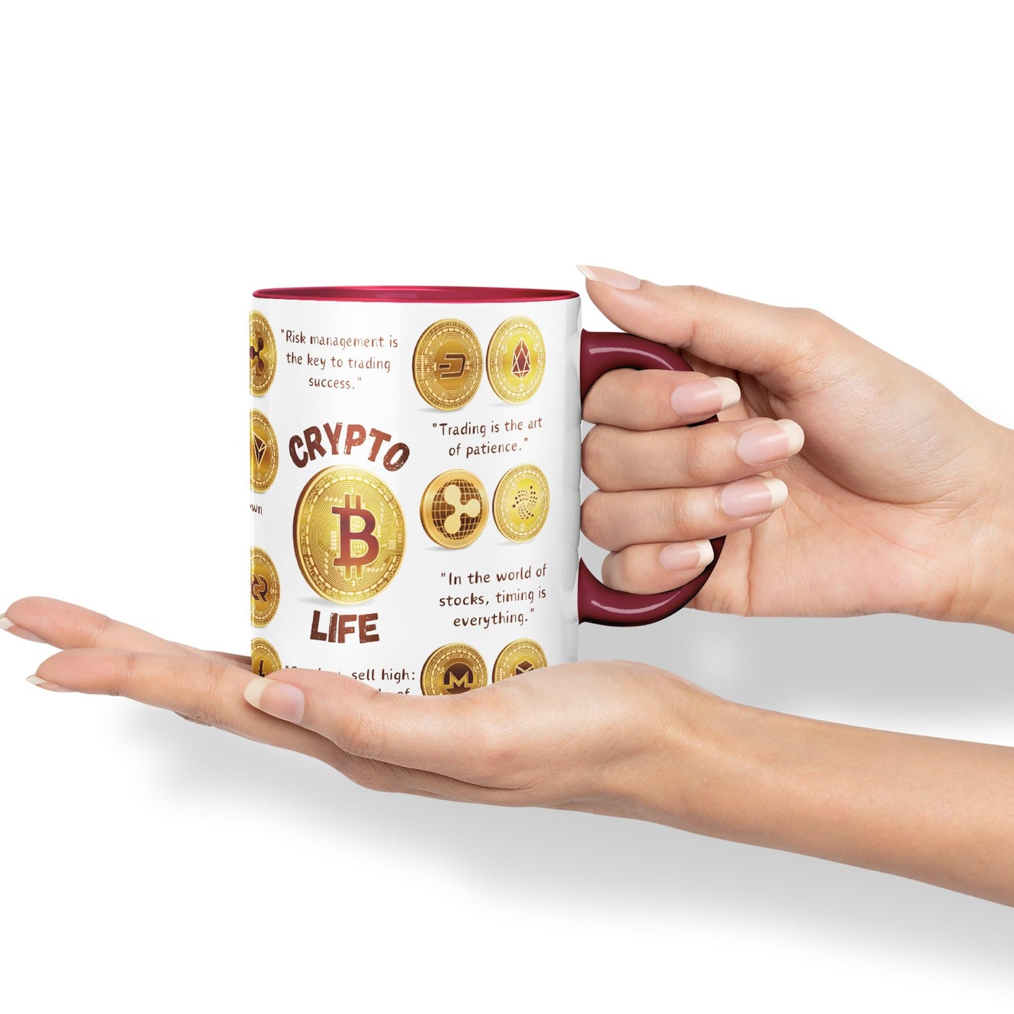 Crypto Life Crypto Currency Trading Ceramic Coloured Mug Cup for Tea Coffee Hot brew 330ml 11Oz Gift