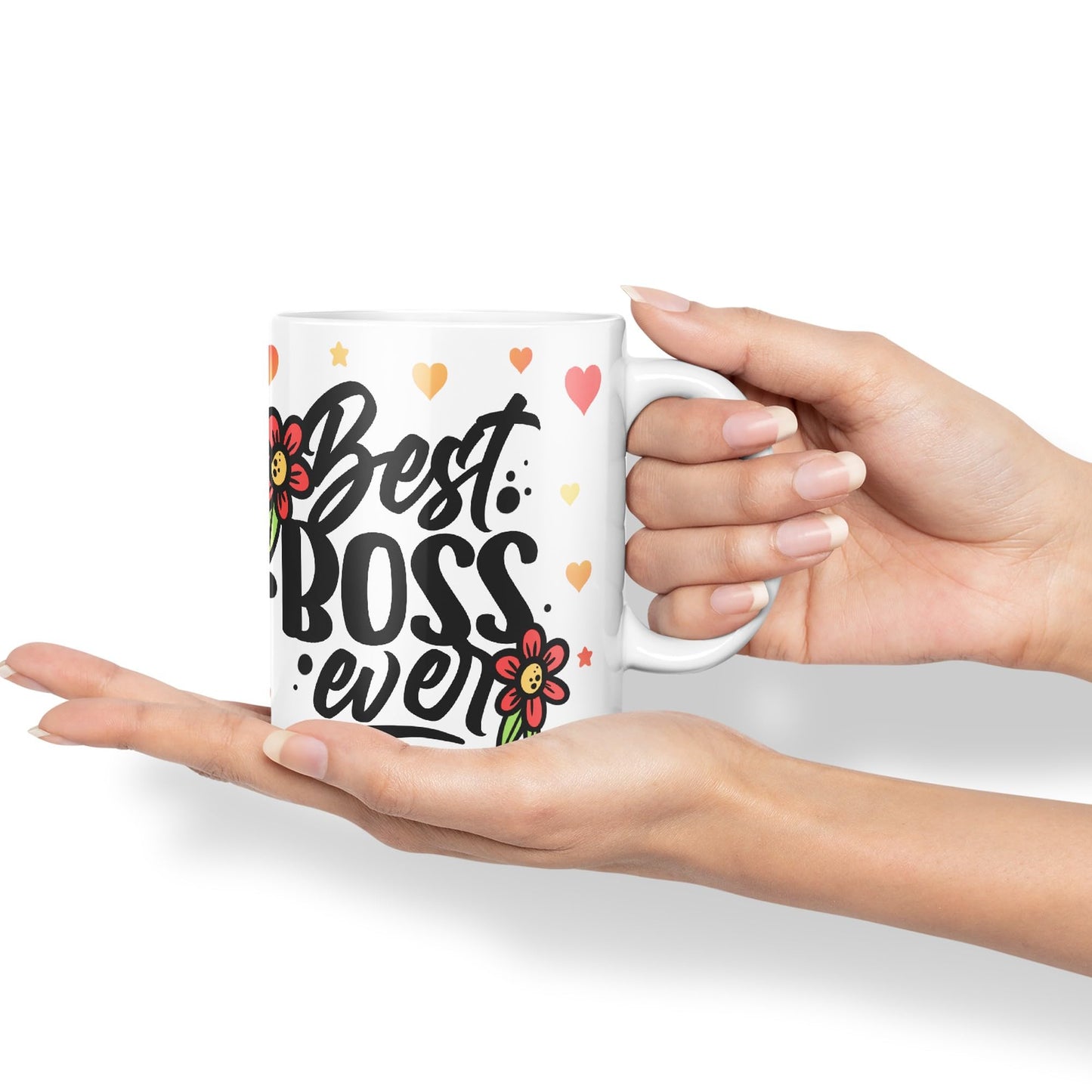 Vixar Best Boss Ever Joke Coloured Ceramic Mug Cup Gift 330ml 11oz Work Office Tea Coffee