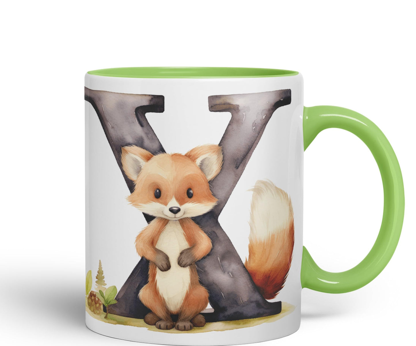 Letter X mug, Animals Alphabet Letter X Monogram animal for kids Ceramic Coloured Mug Cup for Tea Coffee Hot brew 330ml 11Oz Gift