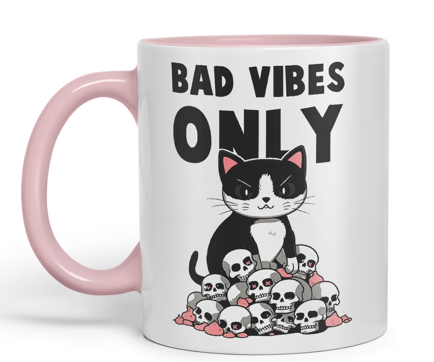 Bad Vibes Cats Sarcastic Joke Ceramic Coloured Mug Cup for Tea Coffee Hot Brew 330ml 11oz