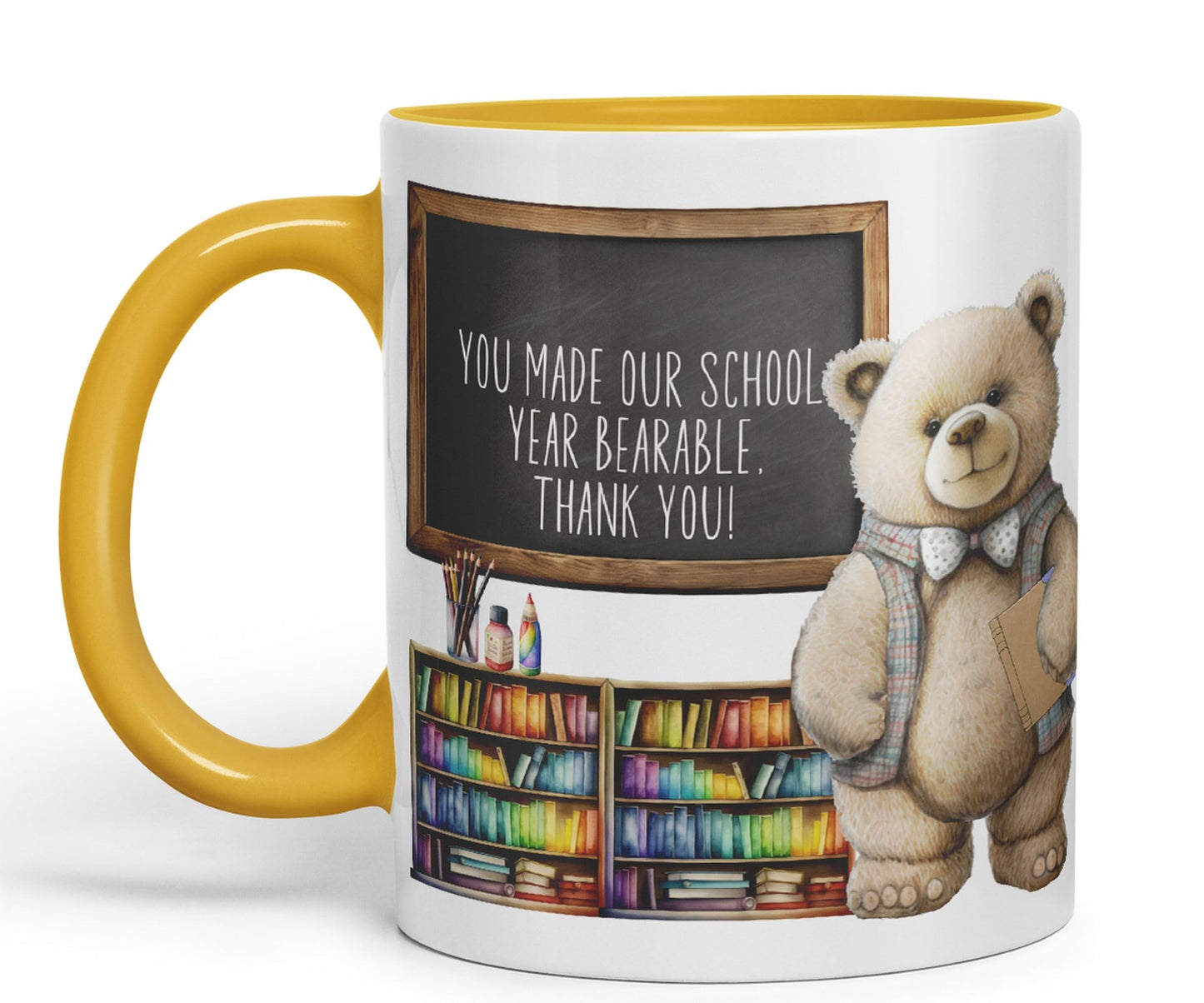 Vixar Teddy Bear Mr Teacher Gift Men Ceramic Mug Coloured Mug Cup Gift end of School Tea Coffee