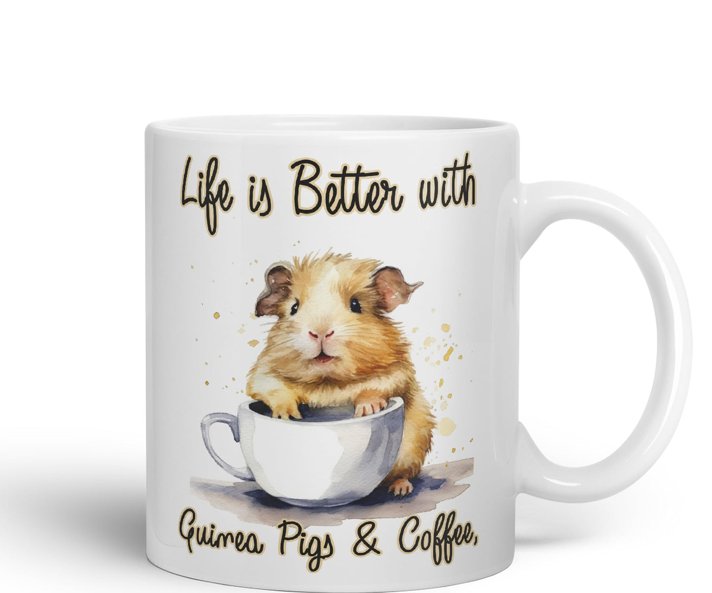 Life is Better with Guinea Pigs & Coffee Joke sarkasm Sarcastic Ceramic Coloured Mug Cup for Tea Coffee Hot Brew 330ml 11Oz Gift