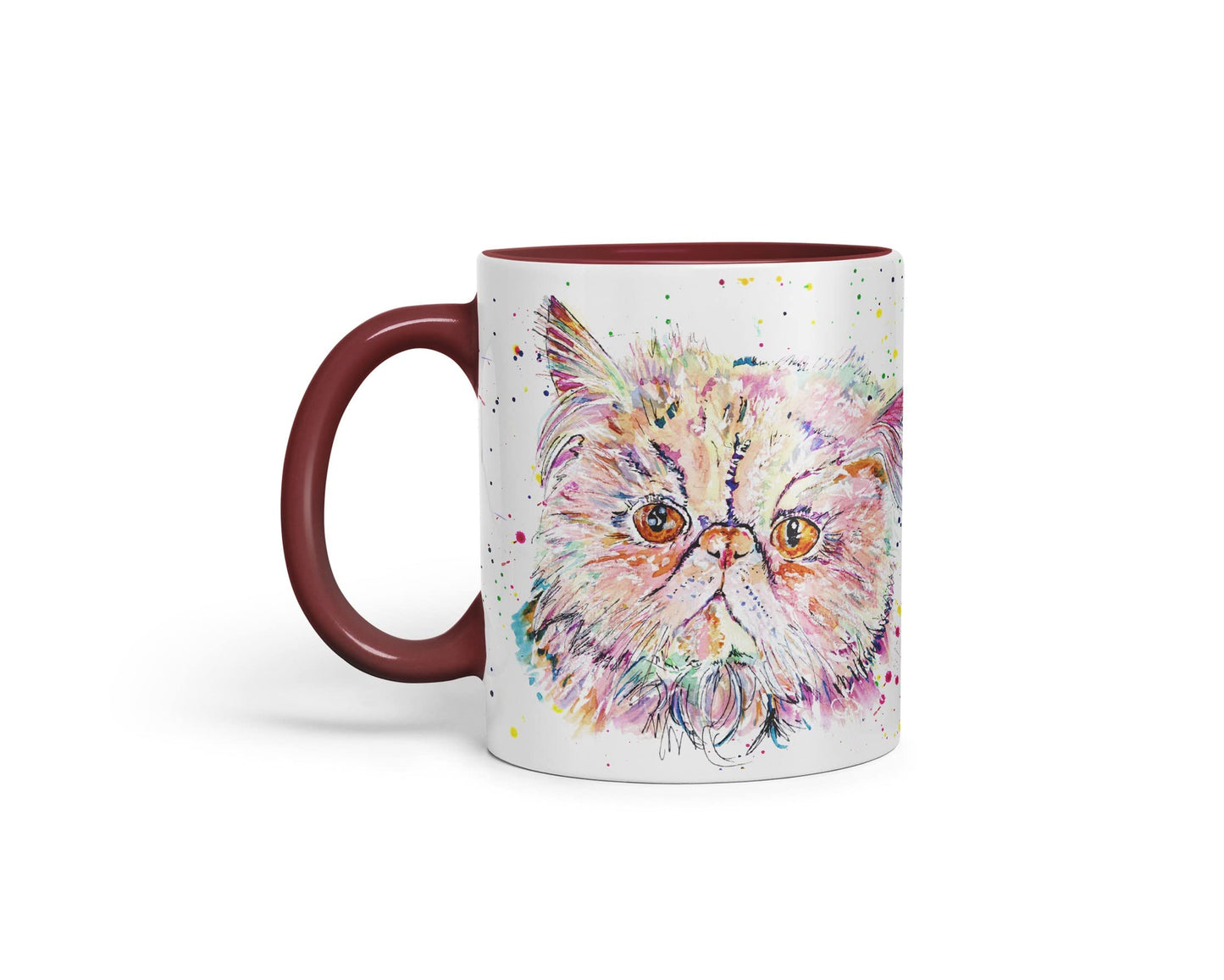 Vixar Persian Cat Kitten Pet Animals Watercolour Art Coloured Mug Cup Gift Birthday Work Office Tea Coffee