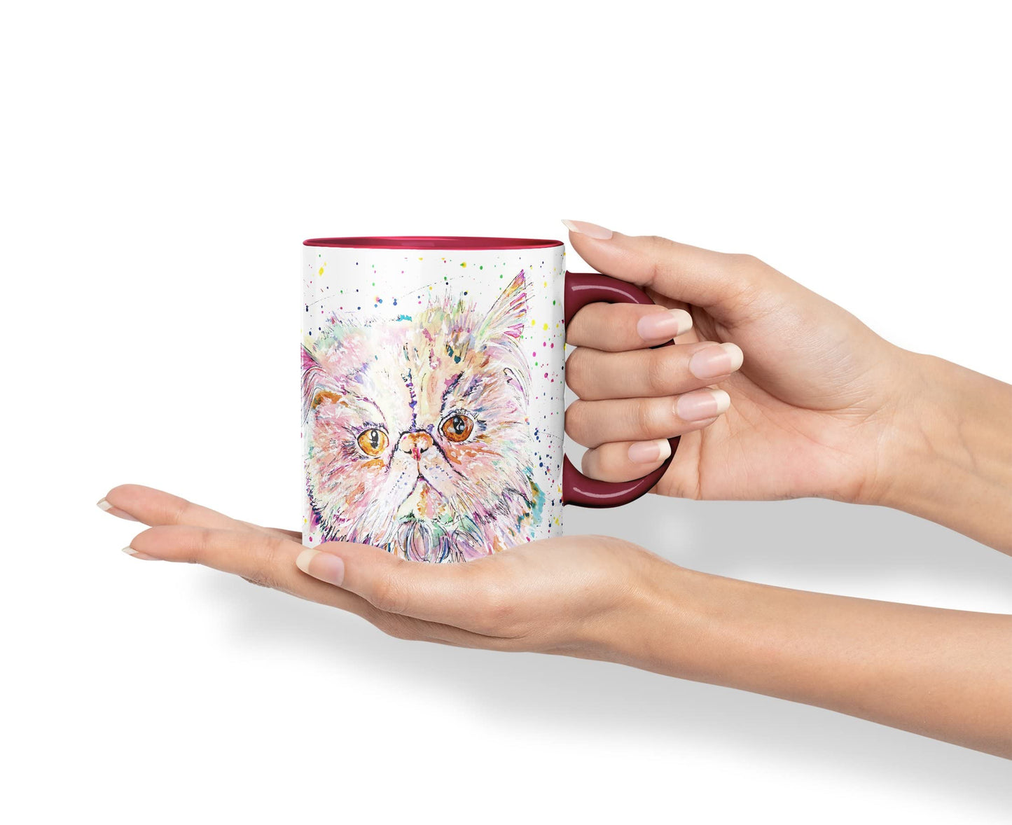 Vixar Persian Cat Kitten Pet Animals Watercolour Art Coloured Mug Cup Gift Birthday Work Office Tea Coffee