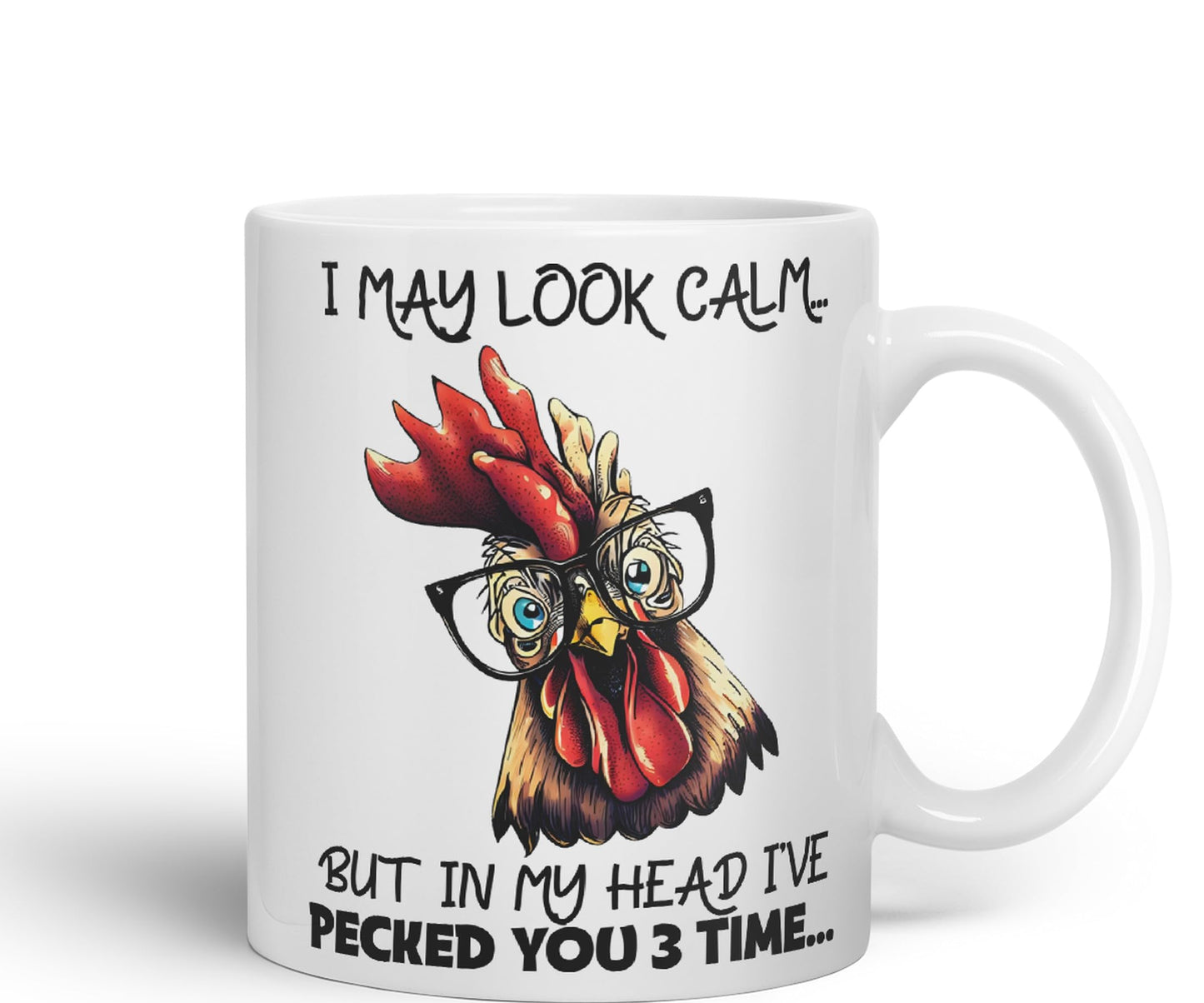 Vixar I May Look Calm.. Chickens Sarcastic Joke Ceramic Coloured Mug Cup for Tea Coffee Hot Brew 330ml 11oz
