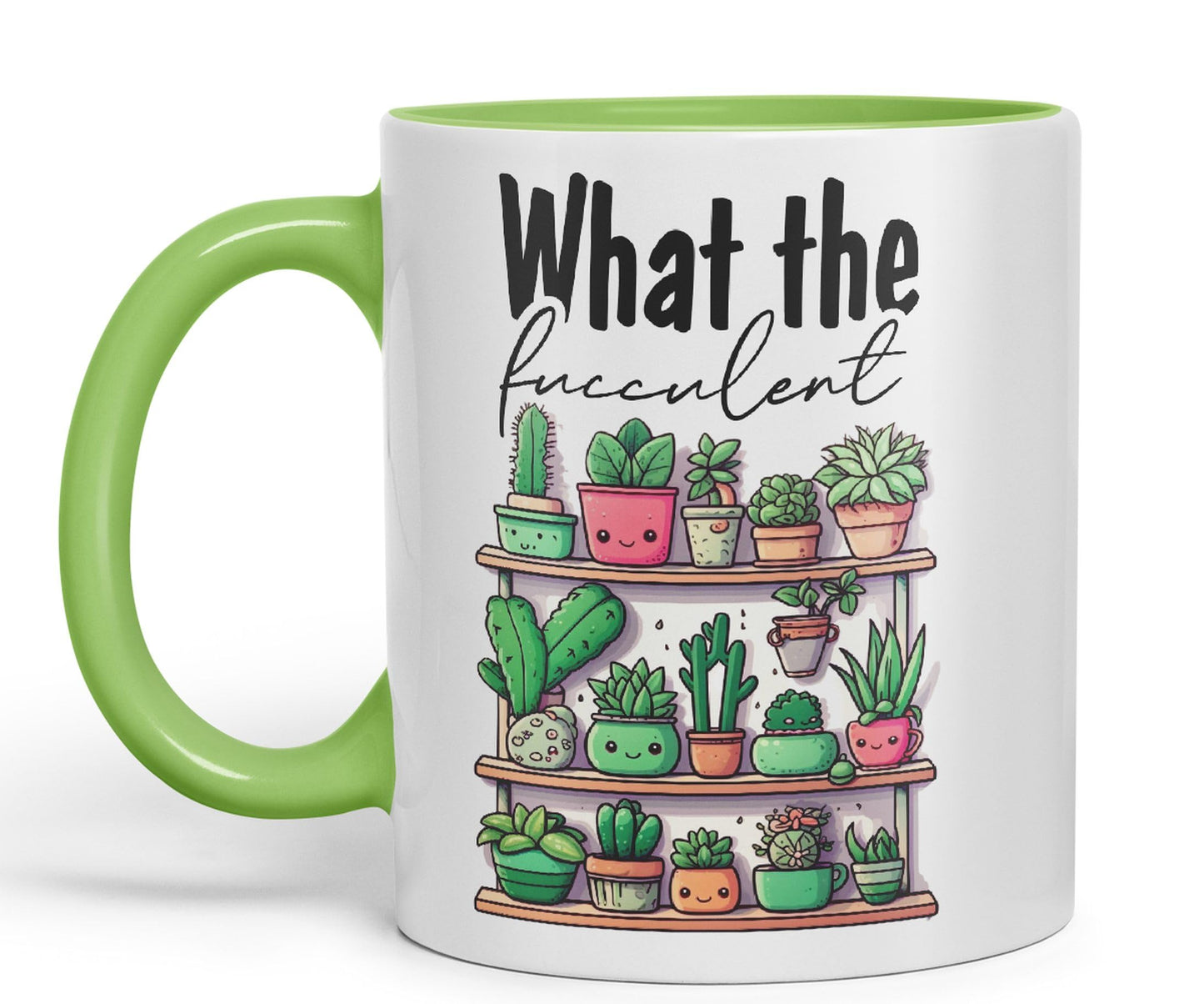 What The fucculent, Succulent Plant Joke Sarcastic Ceramic Coloured Mug Cup for Tea Coffee Hot Brew 330ml 11Oz Gift