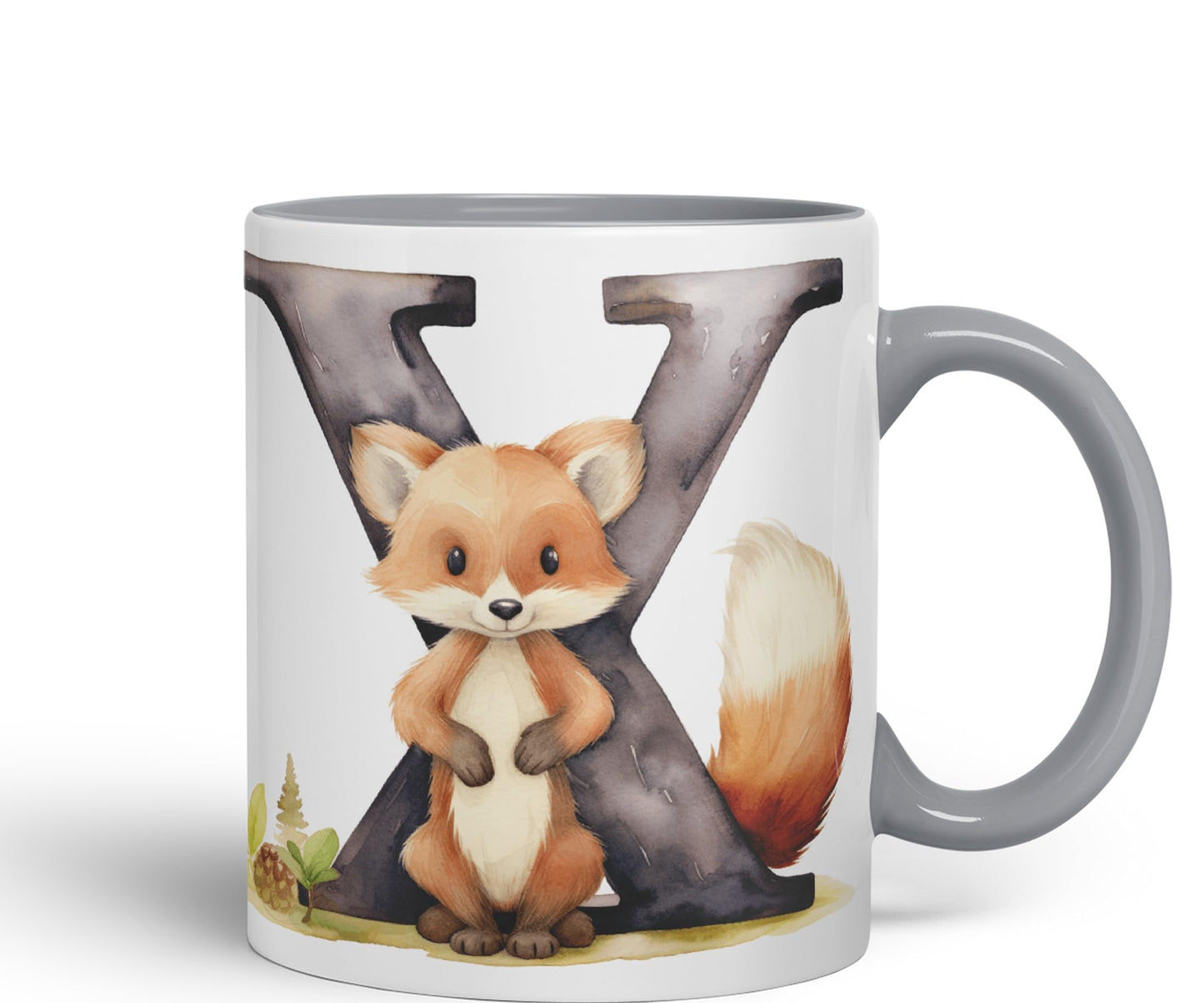 Letter X mug, Animals Alphabet Letter X Monogram animal for kids Ceramic Coloured Mug Cup for Tea Coffee Hot brew 330ml 11Oz Gift