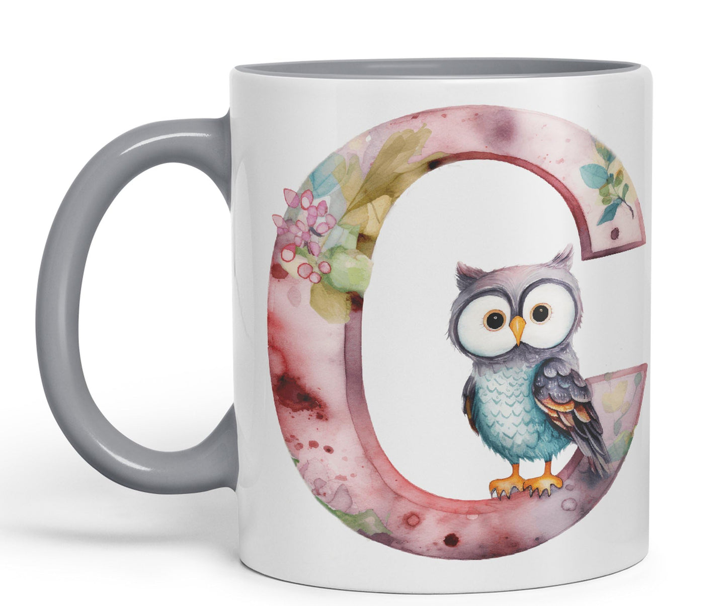 Letter C mug, Animals Alphabet Letter C Monogram animal for kids Ceramic Coloured Mug Cup for Tea Coffee Hot brew 330ml 11Oz Gift