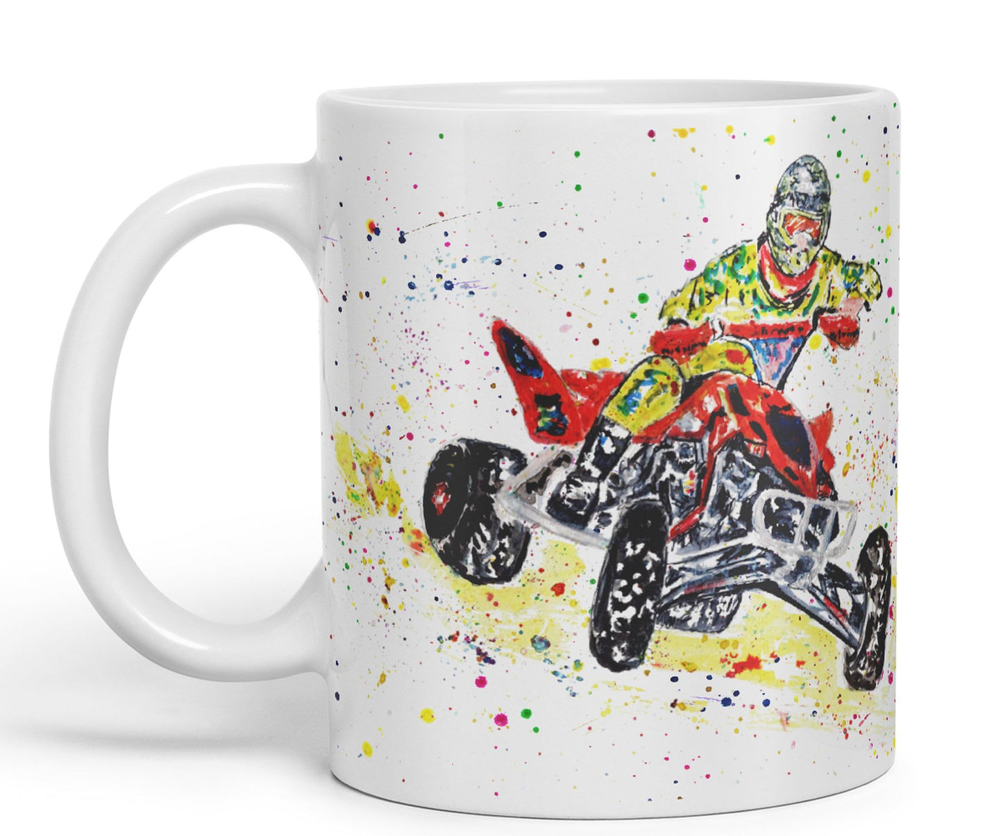Vixar Motor Quad Bike Motocross Watercolour Art Coloured creamic 330 ml Mug Cup Gift Birthday Work Office Tea Coffee