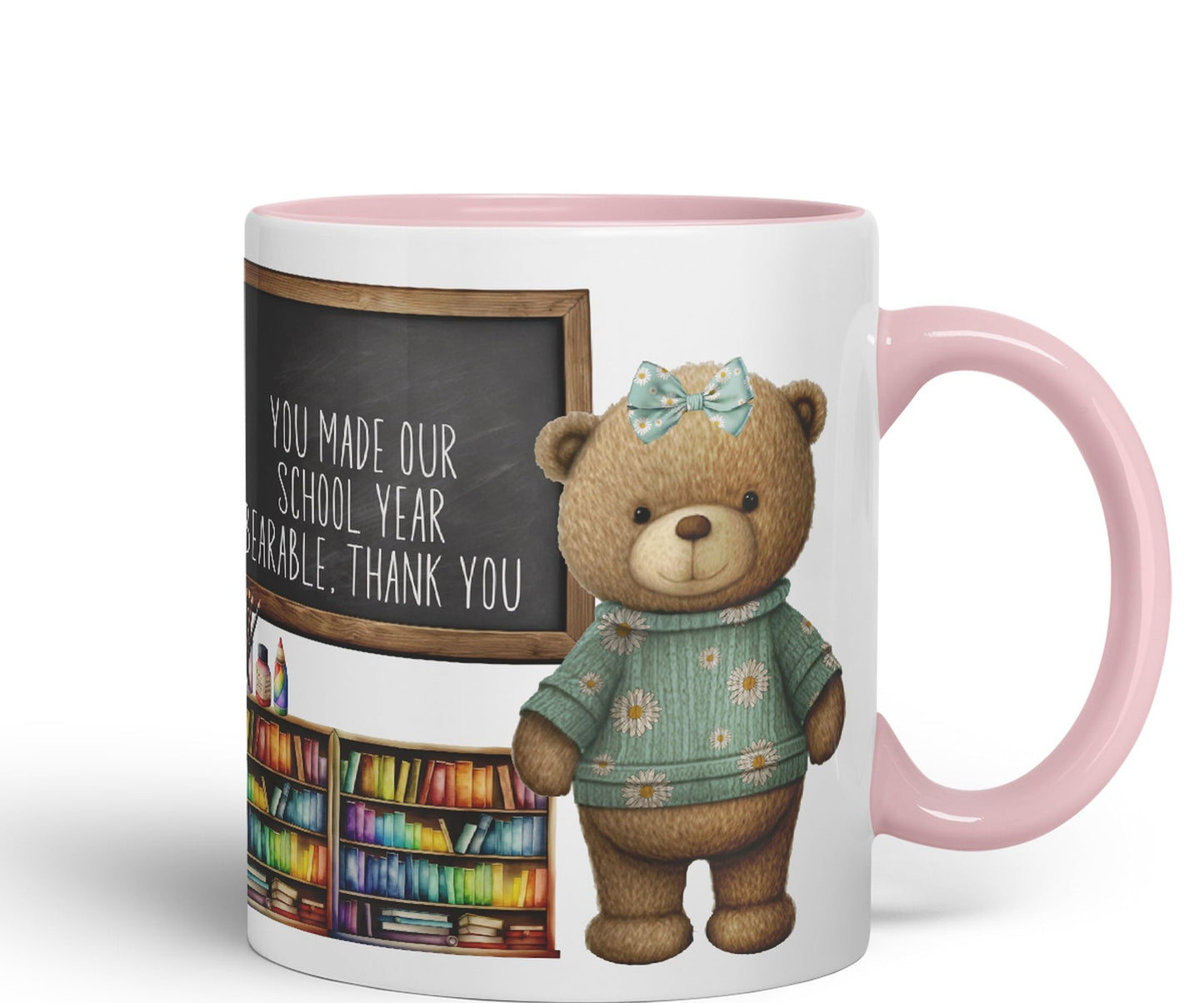 Vixar Teddy Bear Mrs Teacher Gift Women Ceramic Mug Coloured Mug Cup Gift end of School Tea Coffee
