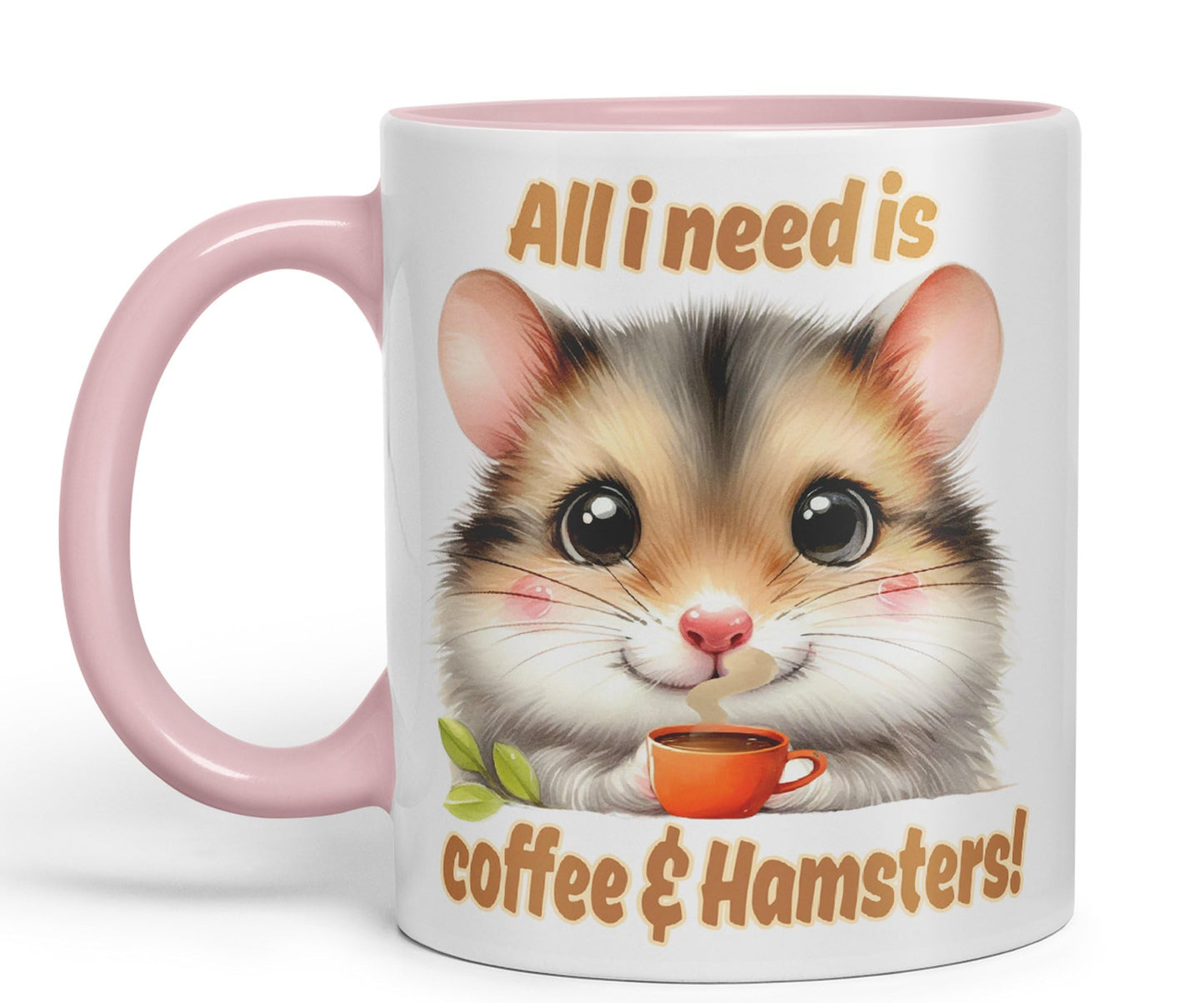 All I Needs is Coffee & Hamster Joke sarkasm Sarcastic Ceramic Coloured Mug Cup for Tea Coffee Hot Brew 330ml 11Oz Gift