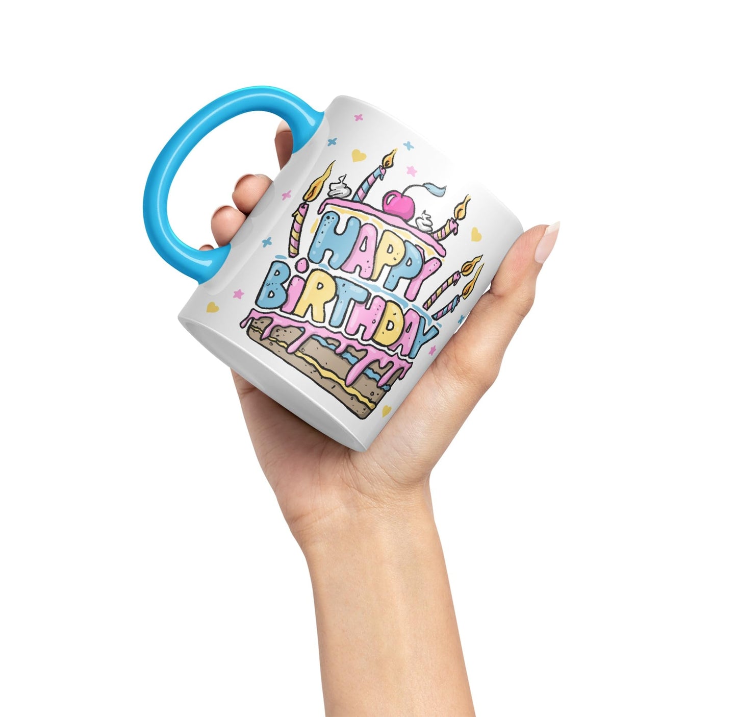 Vixar Happy Birthday Mug Cake Ceramic Coloured Mug Cup Gift Tea Coffee Christmas Office Home