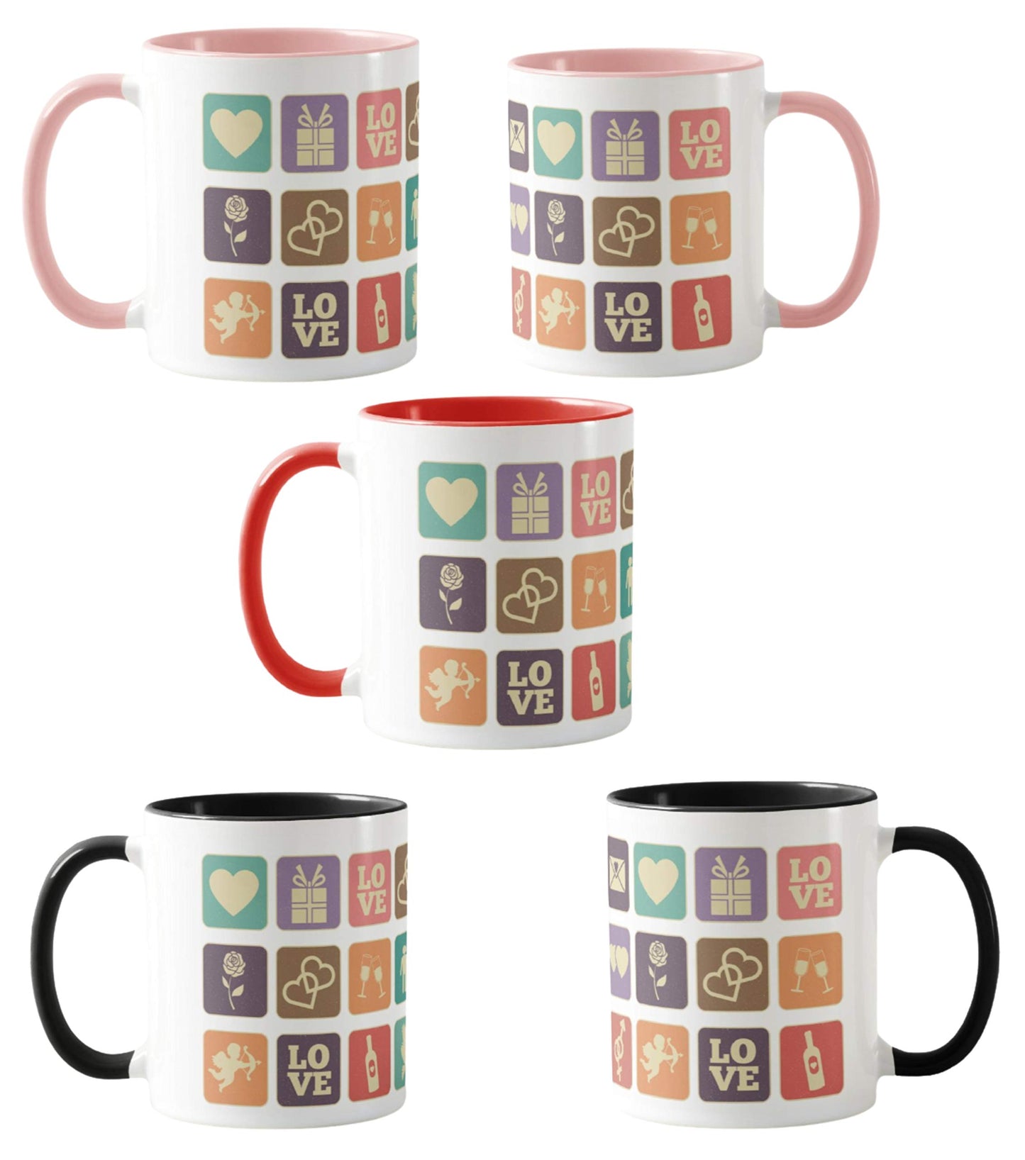 Valentines Day Gift Coloured Mug Cup11oz Ceramic Novelty Gift Couple, Collage, VD08