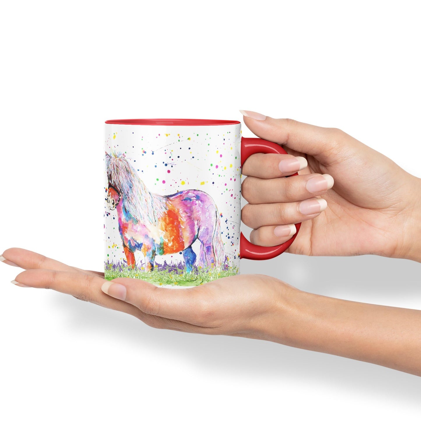 Vixar Shetland Pony Horse Pet Watercolour Art Coloured 330 ml Mug Cup Gift Birthday Work Office Tea Coffee