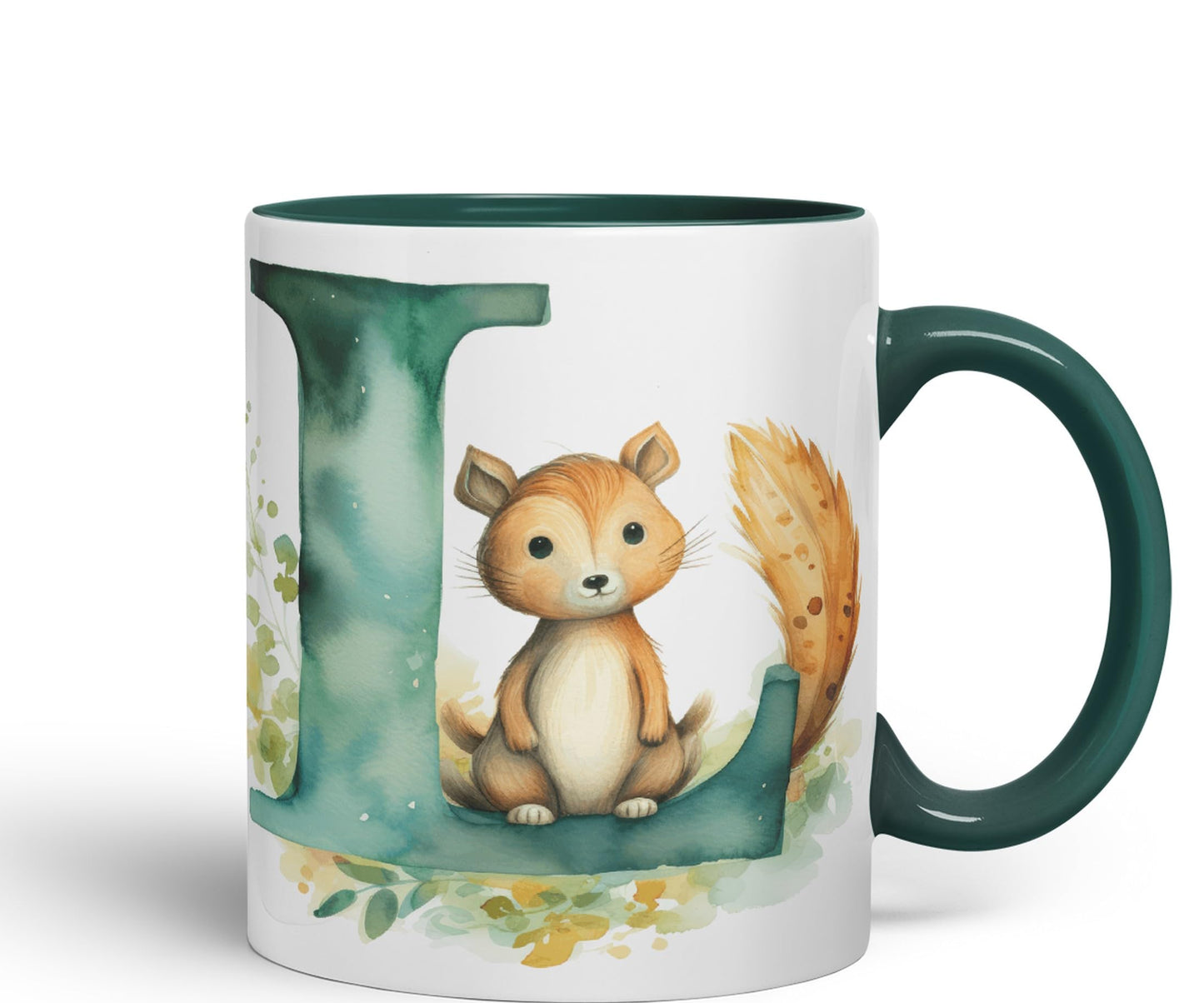 Letter L mug, Animals Alphabet Letter L Monogram animal for kids Ceramic Coloured Mug Cup for Tea Coffee Hot brew 330ml 11Oz Gift
