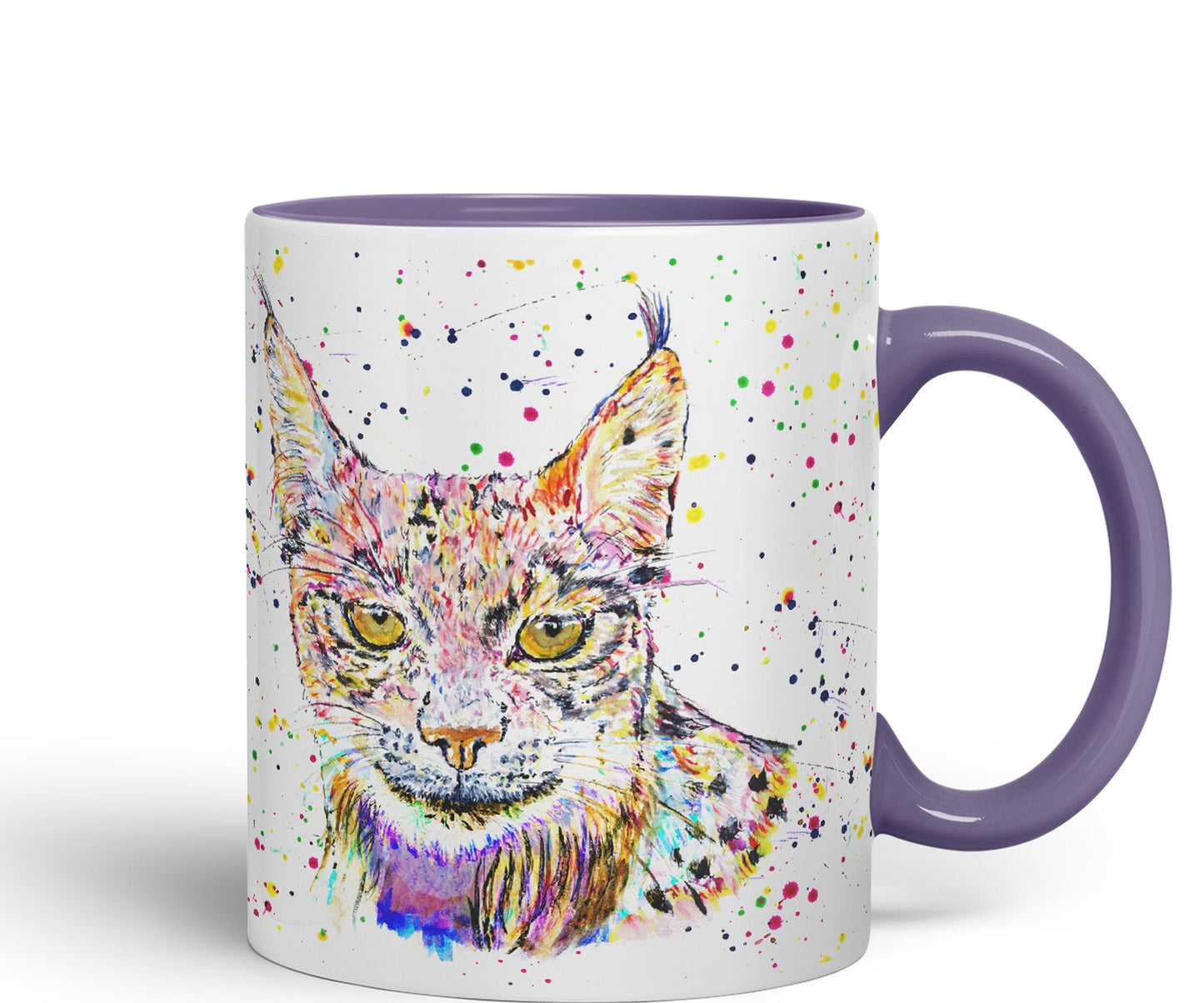 Vixar Lynx Cat Animal Watercolour Art Coloured 330 ml Mug Cup Gift Birthday Work Office Tea Coffee