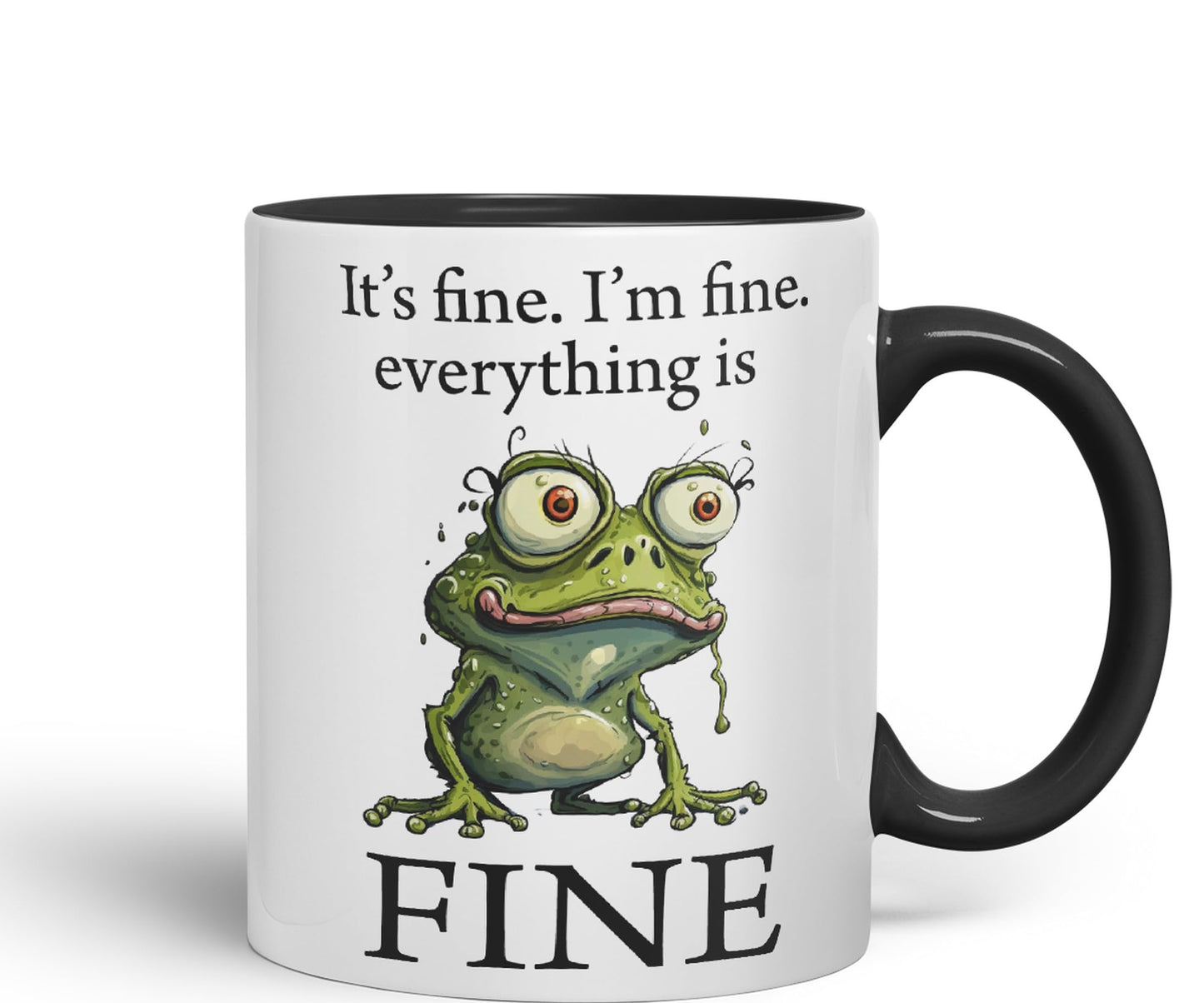 Vixar Frog It's fine I'm fine Everything is fine Joke Sarcastic Ceramic Mug Coloured Mug Cup Gift Tea Coffee Christmas
