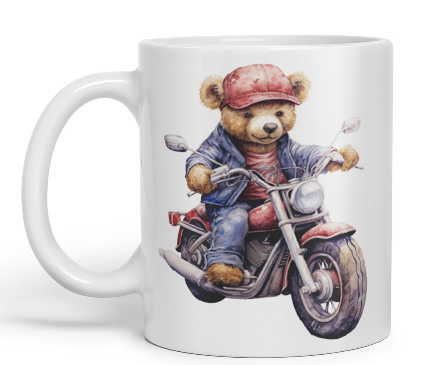 Vixar Teddy Bear Biker Motorbike Ceramic Mug Coloured Mug Cup Gift Birthday Work Office Tea Coffee